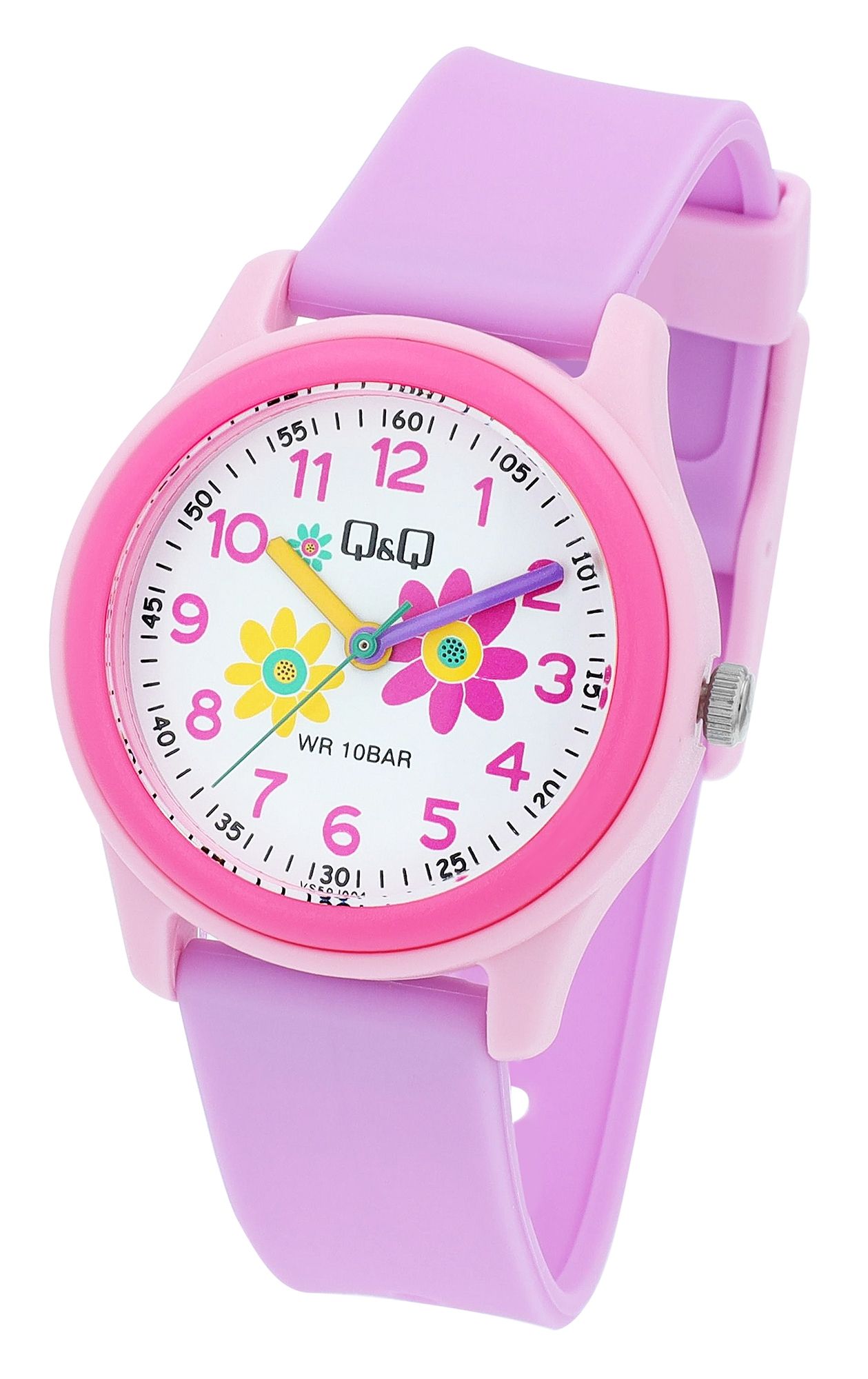 Q&Q Kinderuhr mit Silikonarmband, "Blumen", 10 Bar