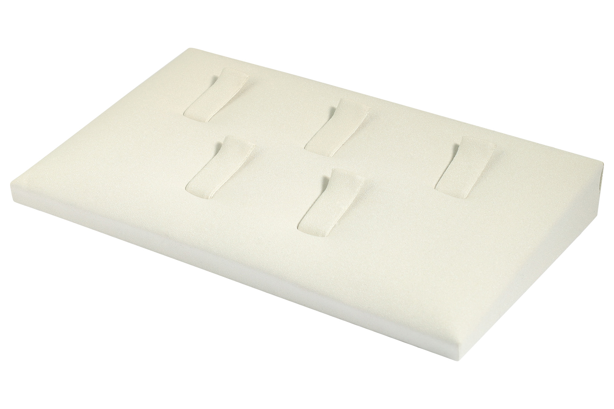 Aufsteller für 5 Ringe (Dekoserie Soft), PU-bezogen, 12 x 7 cm, weiß
