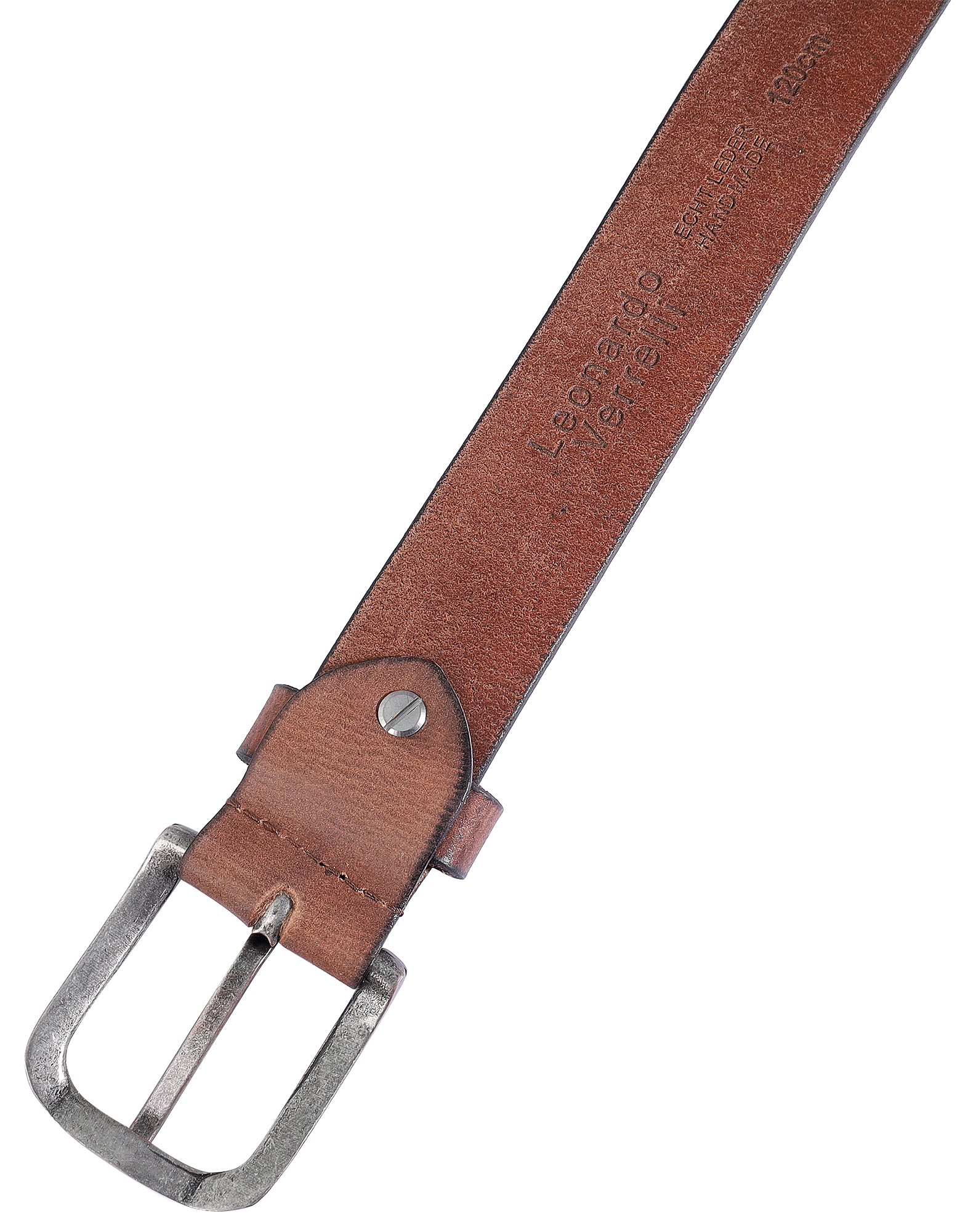 Leonardo Verrelli Echtleder Gürtel, braun, kürzbar, 100 cm