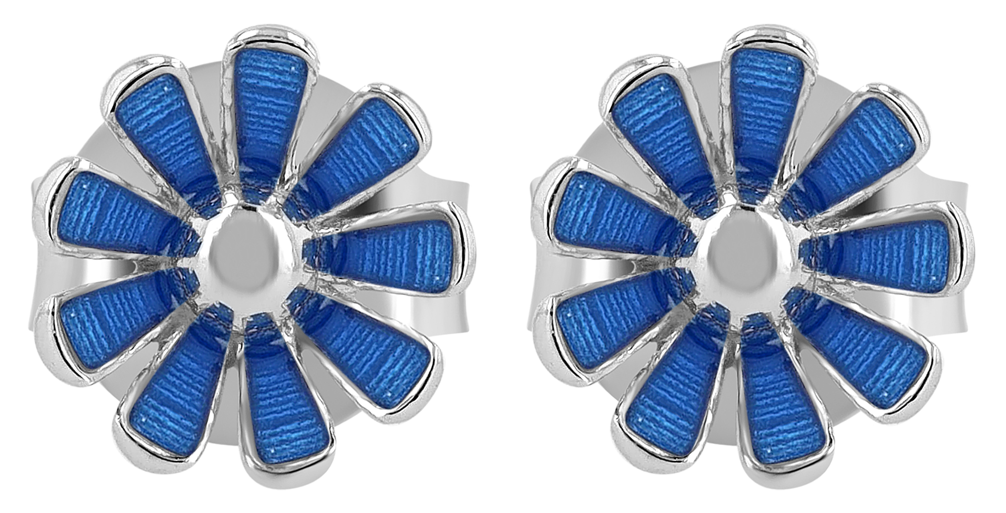 "Susi" 925/- Echt Silber, Kinder Ohrstecker, blaue Blume/ Blüte, rhodiniert