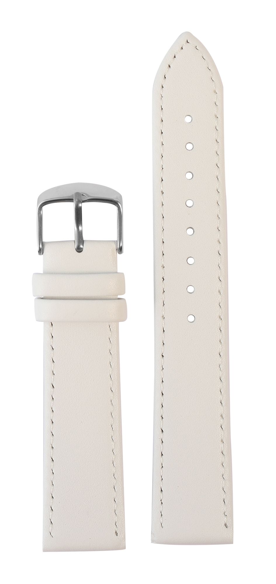 Uhrenarmband aus Echtleder, genäht, weiß, 22 mm