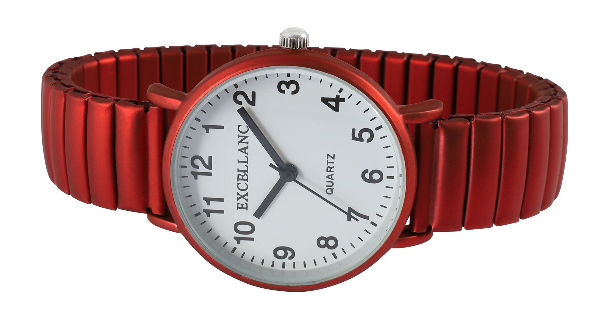 Excellanc Damenuhr mit Zugarmband, metallic, rot