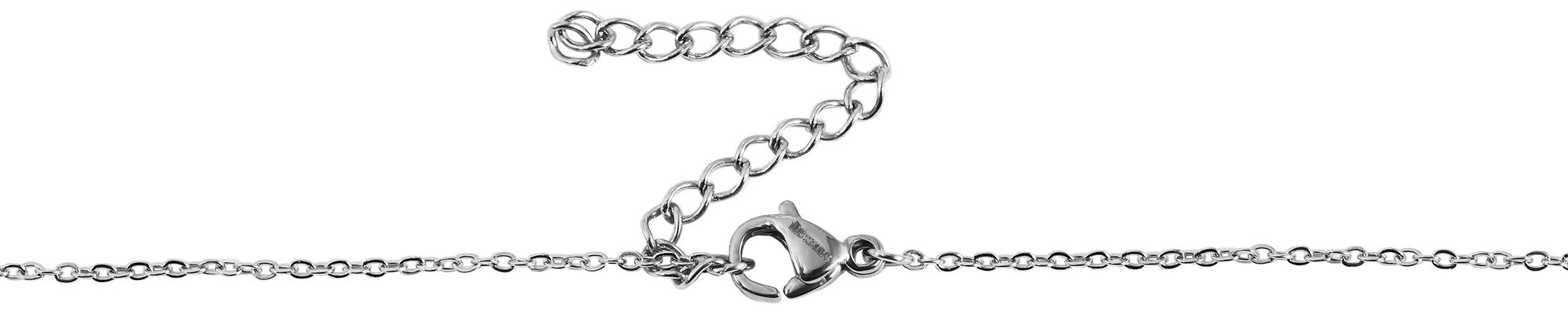 Akzent Ankerkette mit DogTag-Anhänger, Edelstahl, Similibesatz, silberfarben