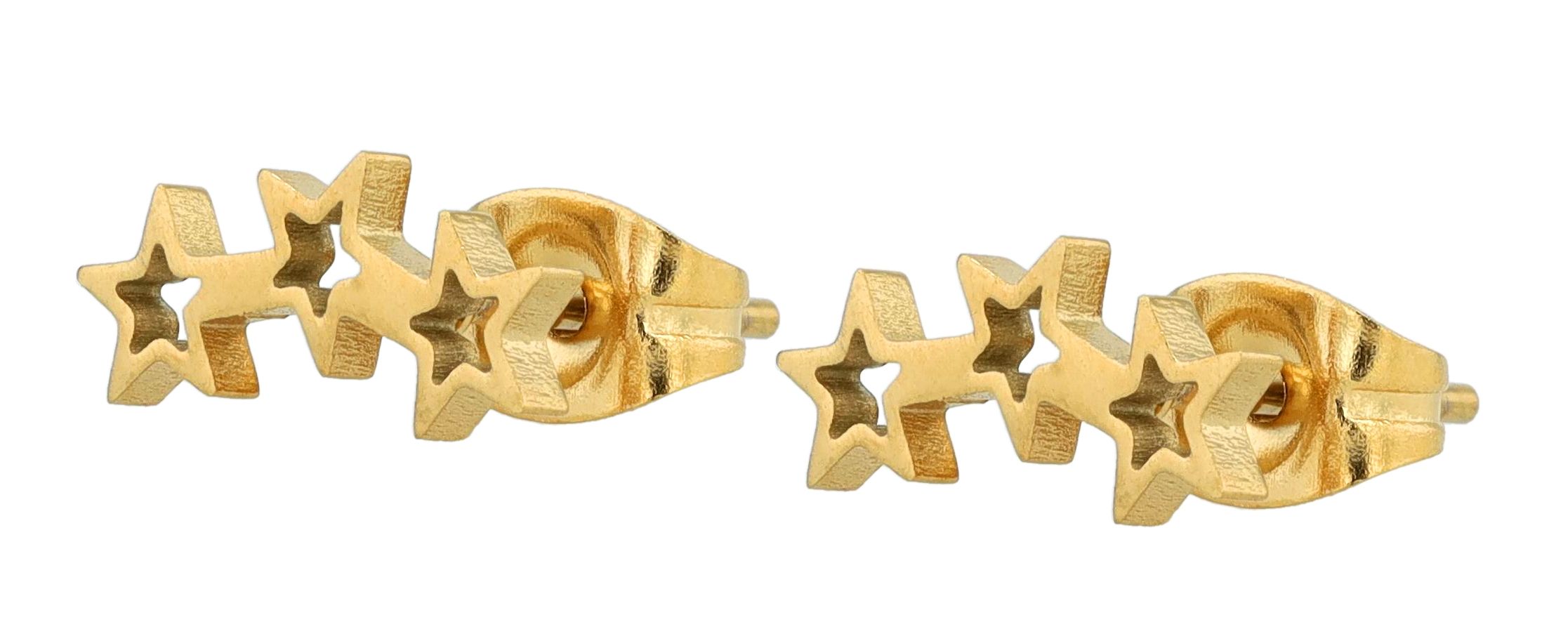 Akzent Ohrstecker "Xyris", Edelstahl, Sternenreihe, goldfarben