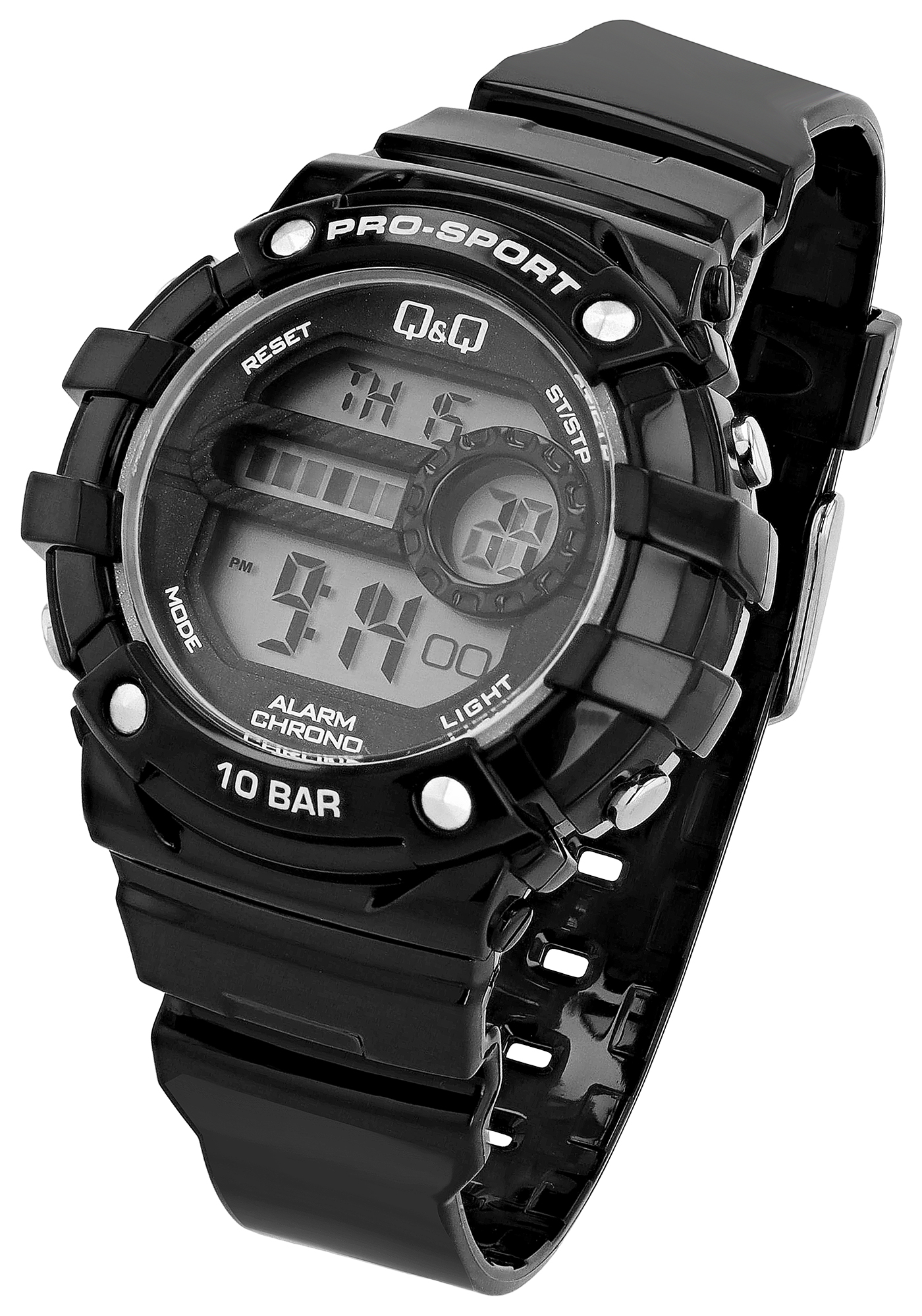 Q&Q Unisex-/Jugend Digitaluhr, Kunststoff, Silikonarmband, schwarz, 10 ATM, Ø 41 mm