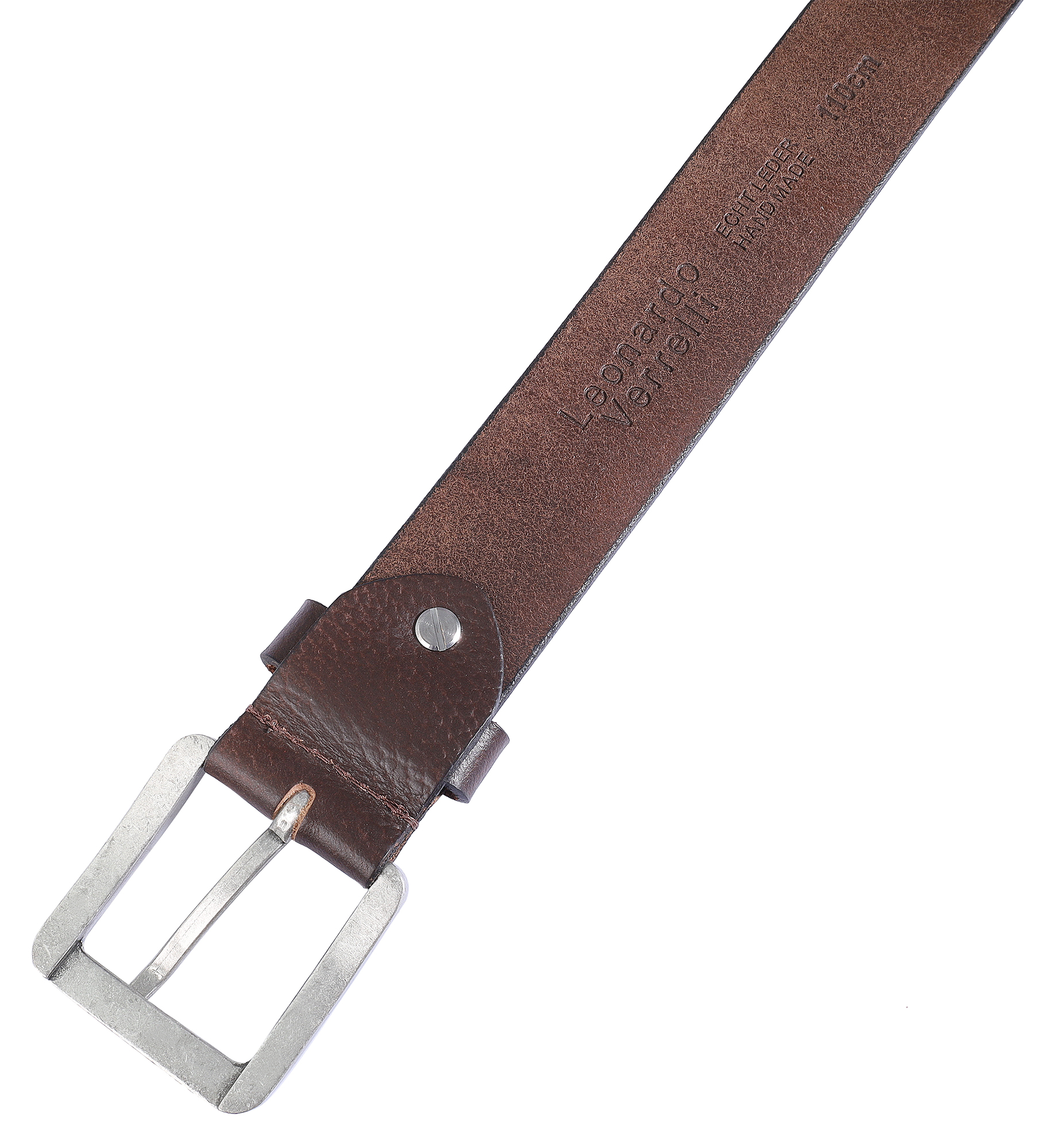 Leonardo Verrelli Echtleder Gürtel, brau, kürzbar, 110 cm