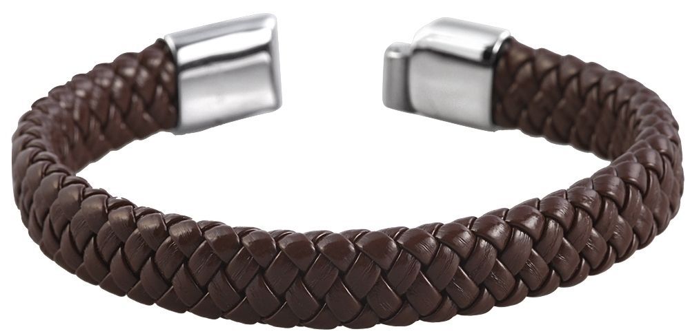 Akzent geflochtenes Echtlederarmband mit Magnetschließe, braun