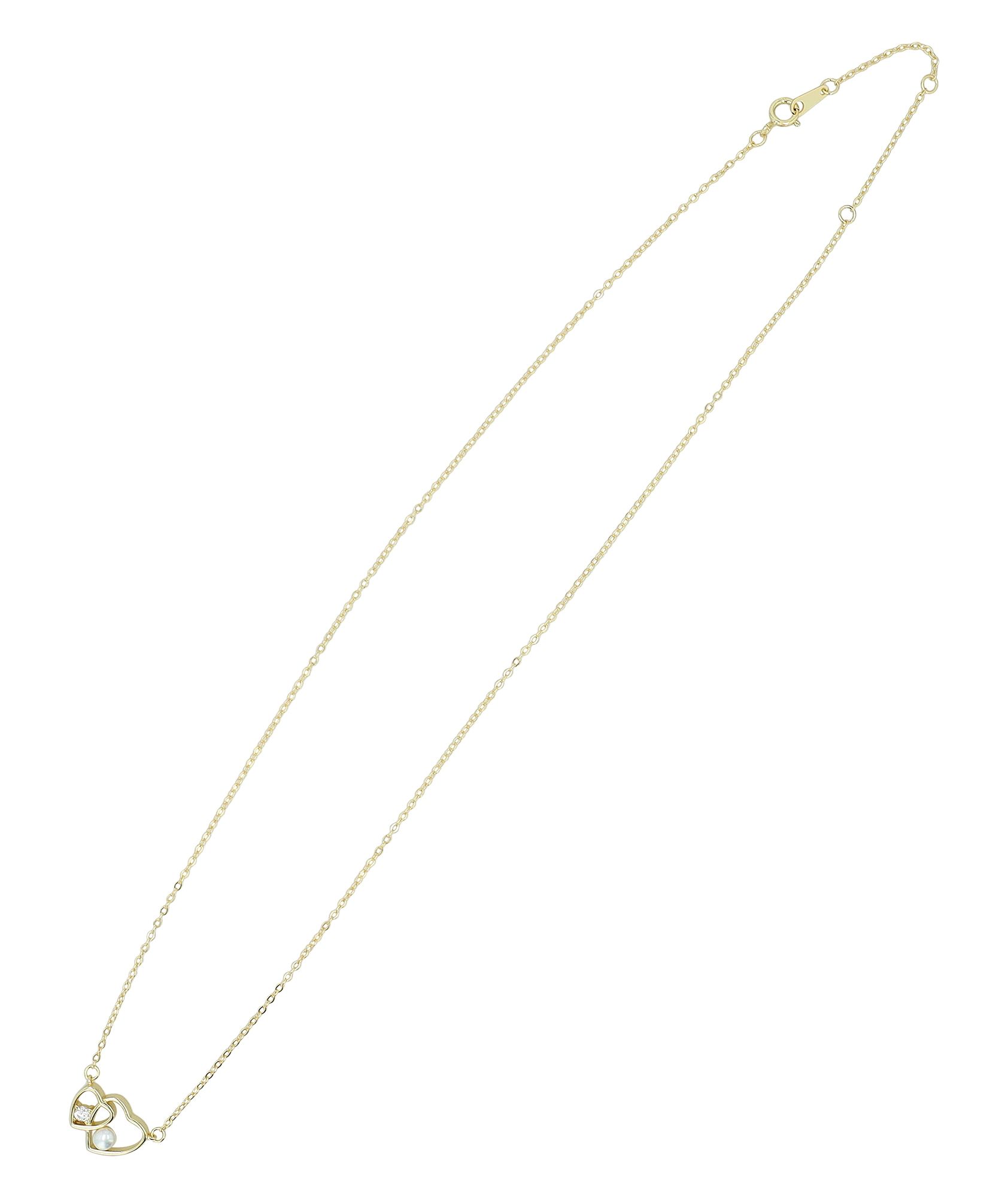 "Ando", 925/- Echt Silber Kette, Herz Anhänger, Süßwasserperle, vergoldet