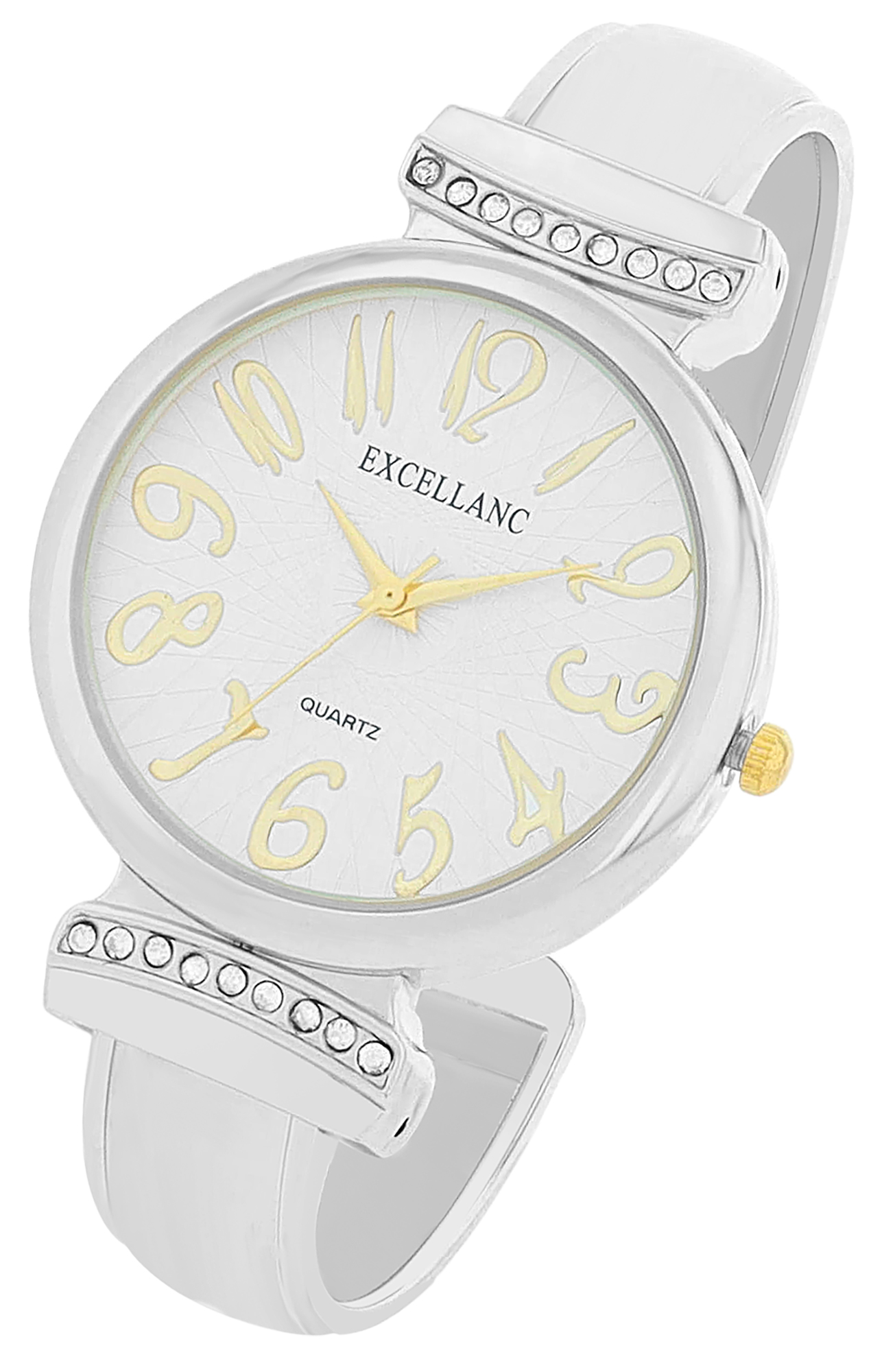 Excellanc Spangenuhr mit Metallarmband, Ø 36 mm, silberfarben/ weiß/ goldfarben