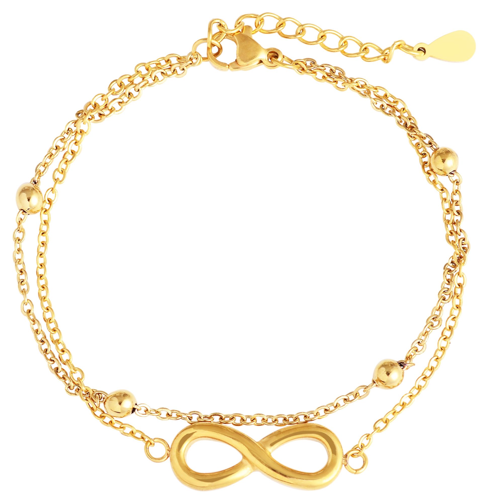 Edelstahl Ankerarmband, Infintiy, goldfarben, 17+3 cm