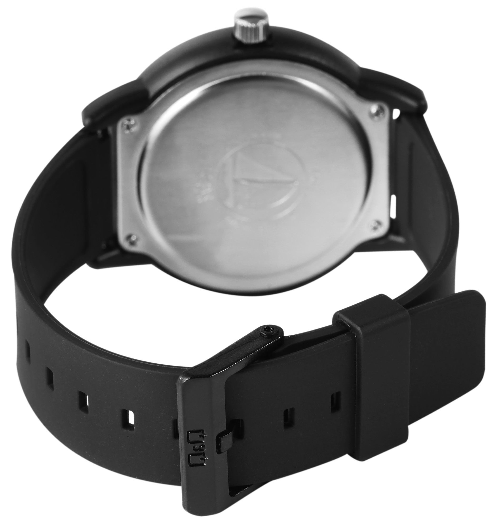 Q&Q Herrenuhr mit Silikonarmband, Ø 42 mm, schwarz/blau