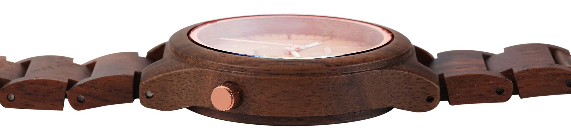 Excellanc Damen Armbanduhr aus Sandelholz mit Edelstahl Faltschließe