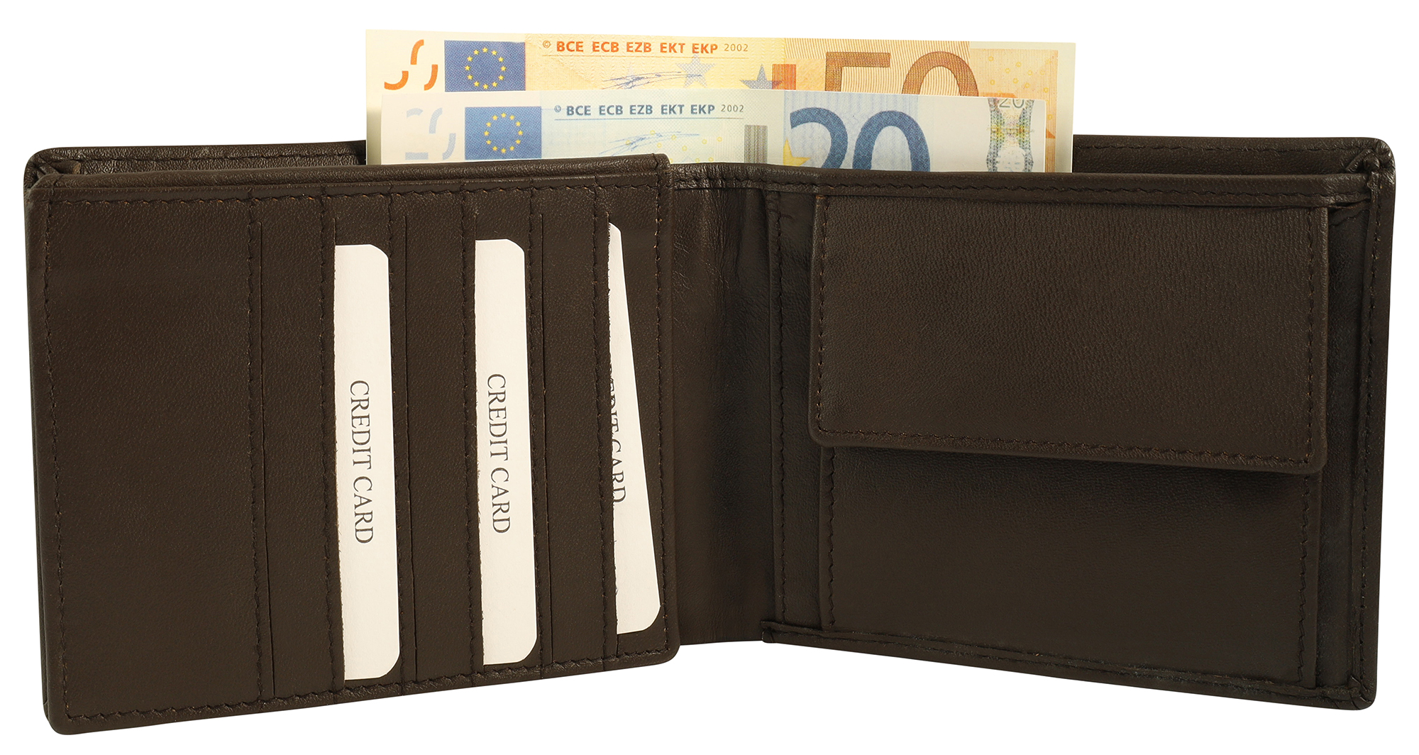Akzent Echt Leder Geldbörse, braun