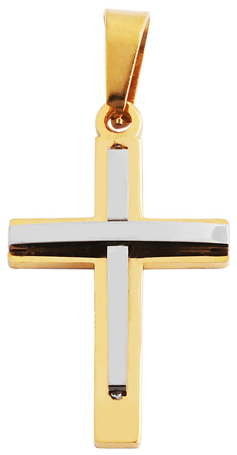 Akzent Kreuzanhänger aus Edelstahl, bicolor