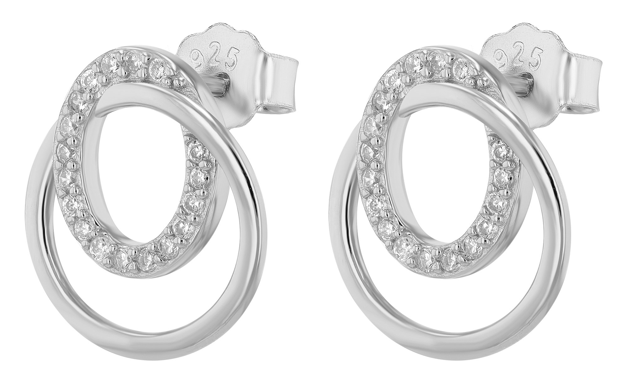 "Dea" 925/- Echt Silber Ohrstecker, Zirkonia, silberfarben rhodiniert