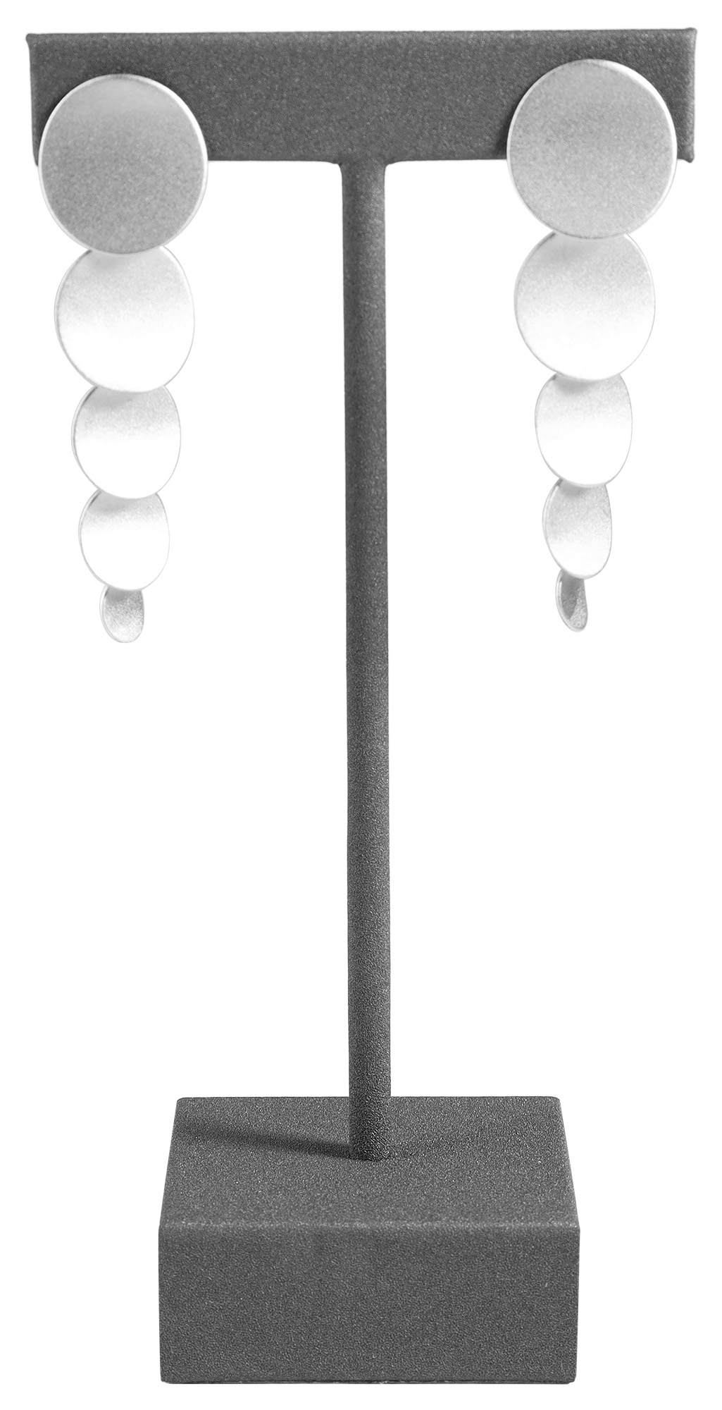 Aufsteller für Ohrringe/ Ohrhänger/ Creolen (Dekoserie Soft), PU-bezogen, 12,5 cm, grau