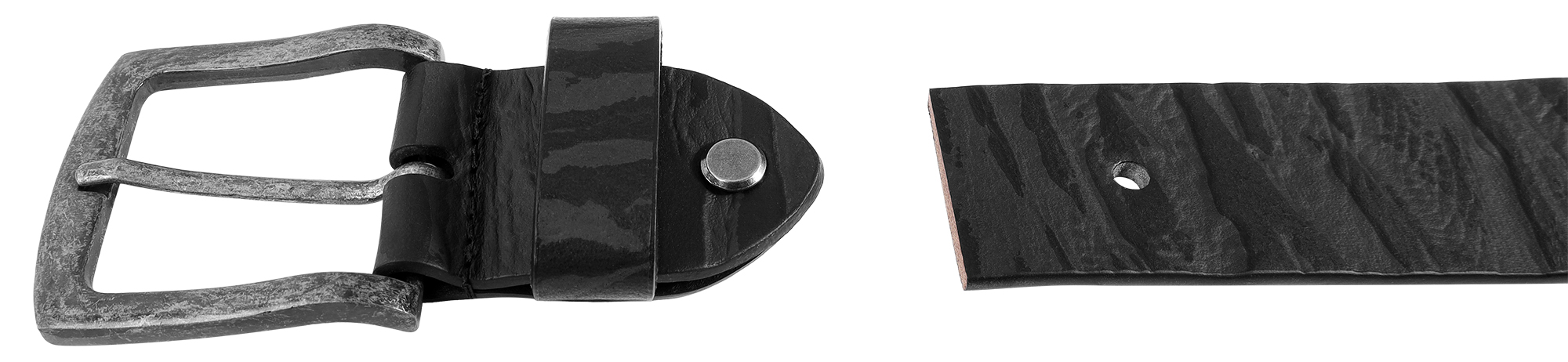Leonardo Verrelli Echtleder Gürtel, schwarz, kürzbar, 120 cm