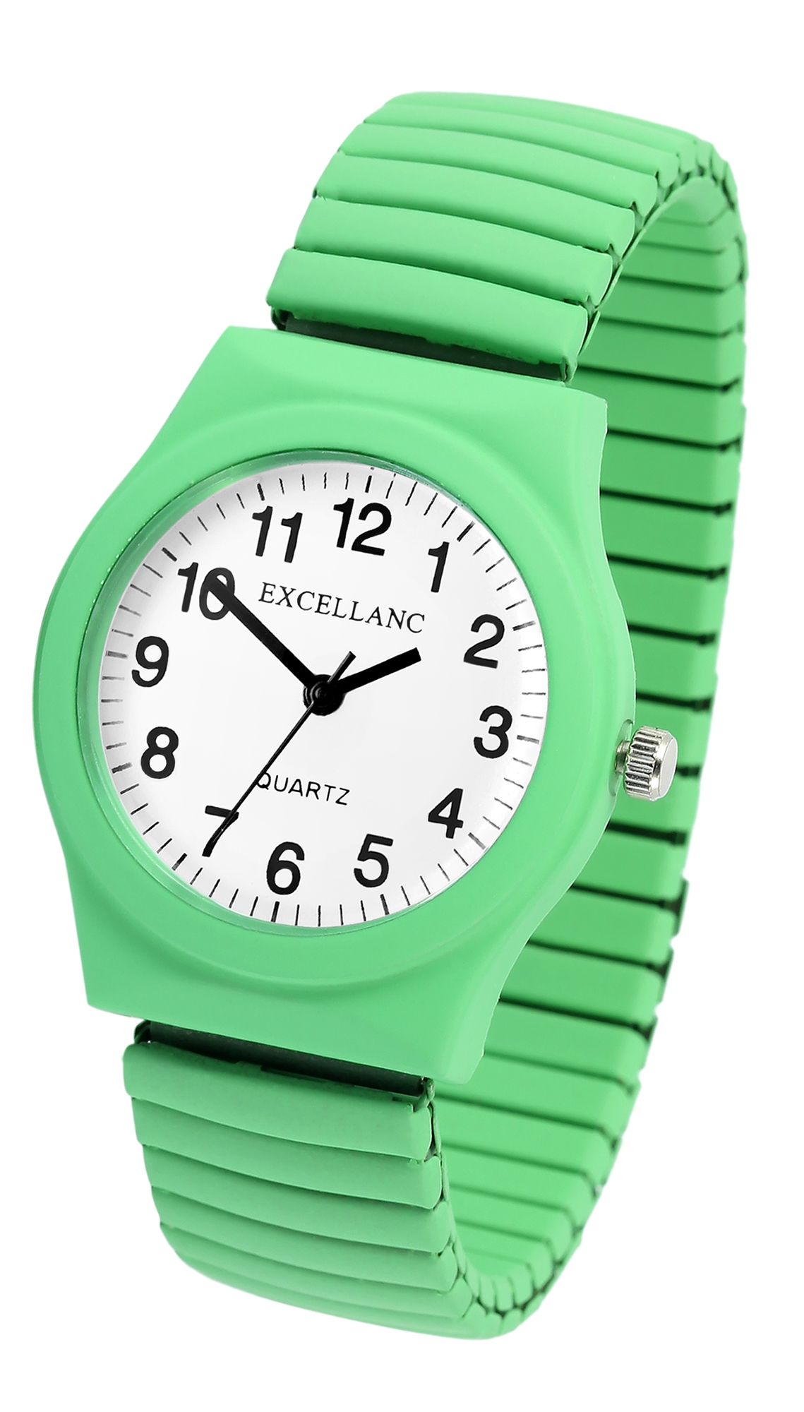 Excellanc Damenarmbanduhr mit Edelstahlzugband, neongrün