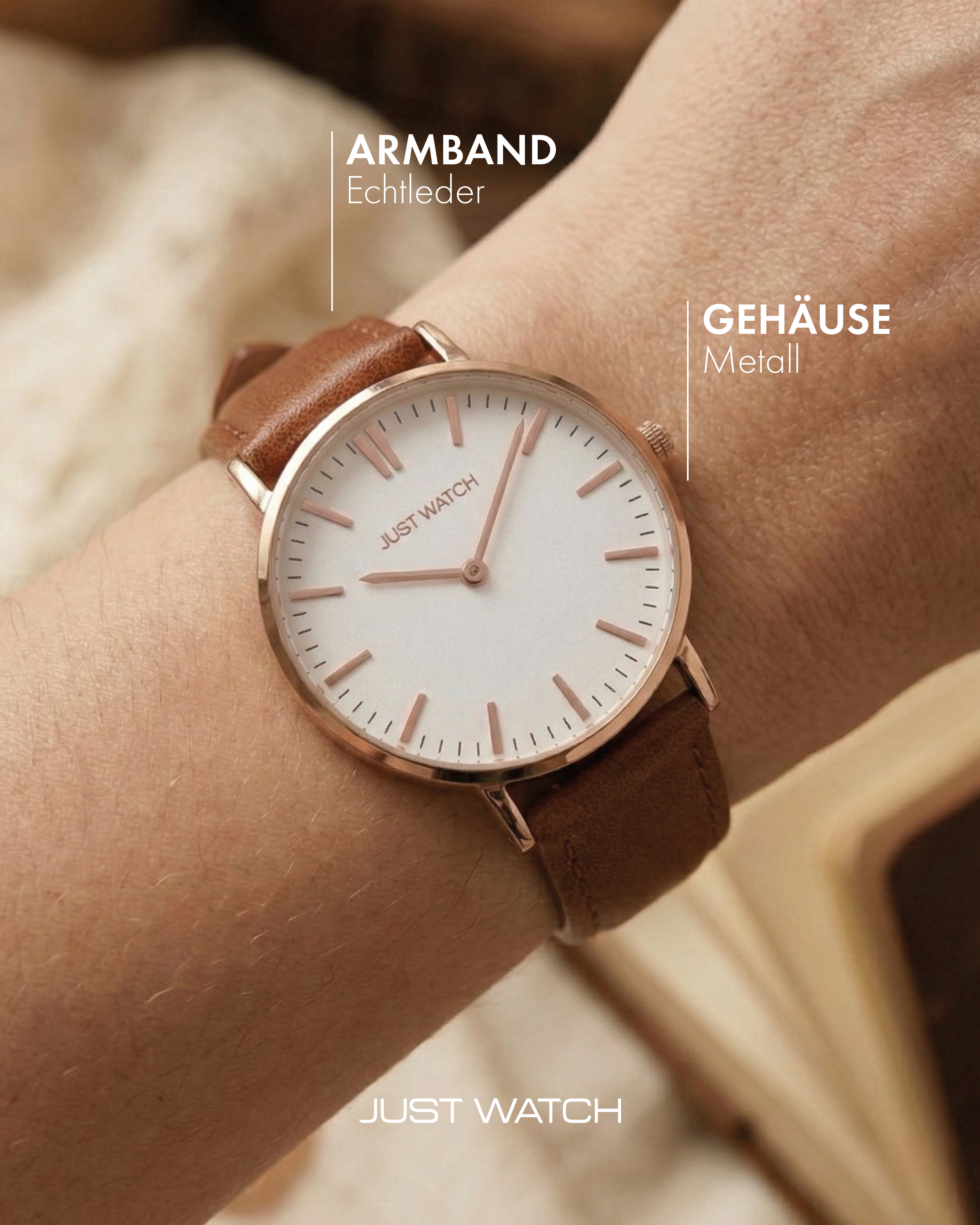 Just Watch Damenarmbanduhr mit Echtlederband