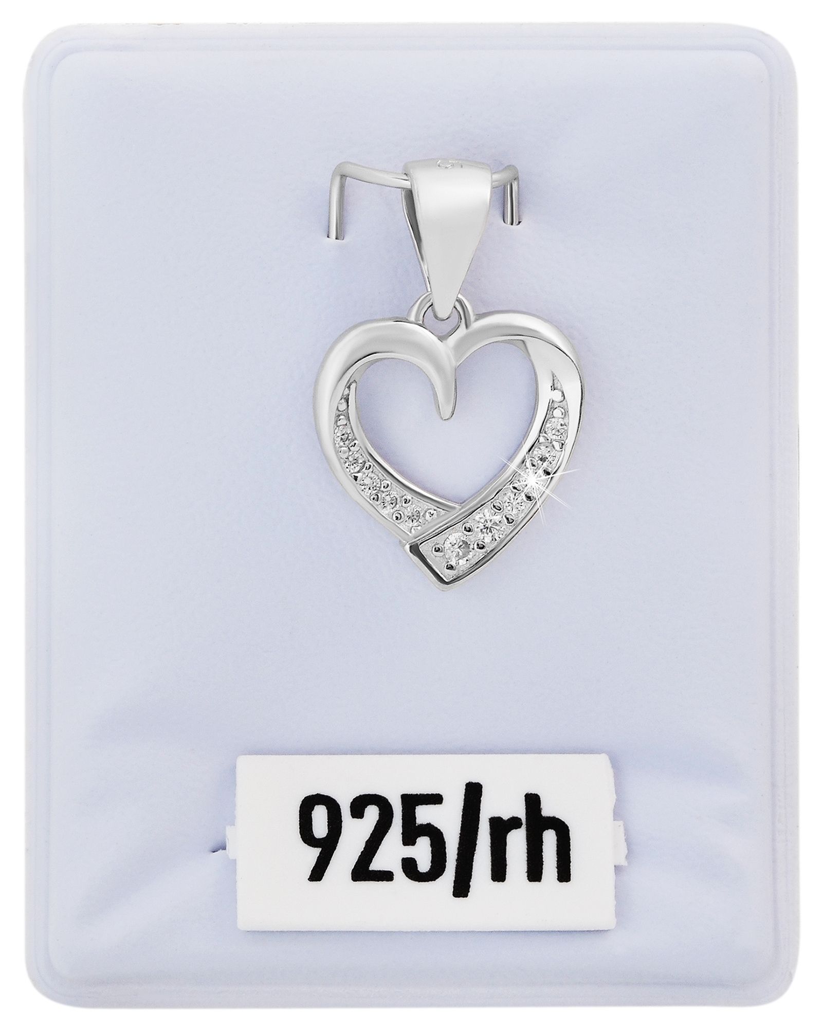 925/- Echt Silber Anhänger ohne Kette "Hedwig", herzförmig, Zirkoniabesatz, 925/rhodiniert