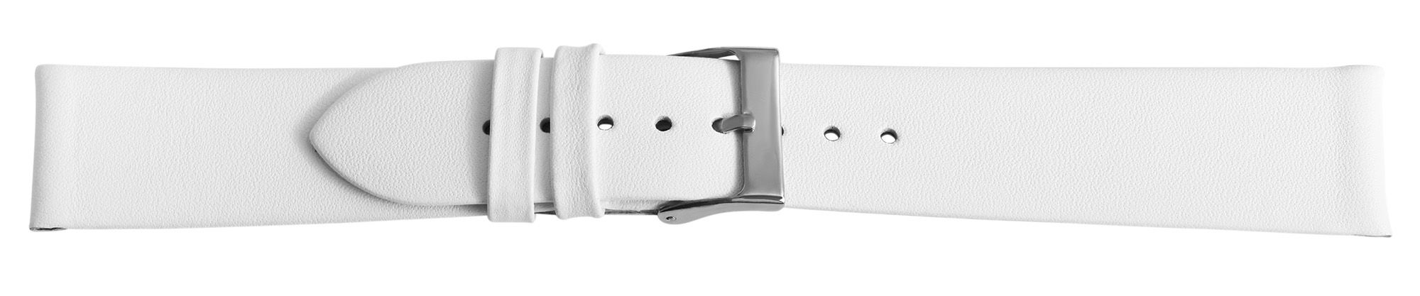 Echtleder-Uhrenarmband, nahtlos, weiß, 18 mm