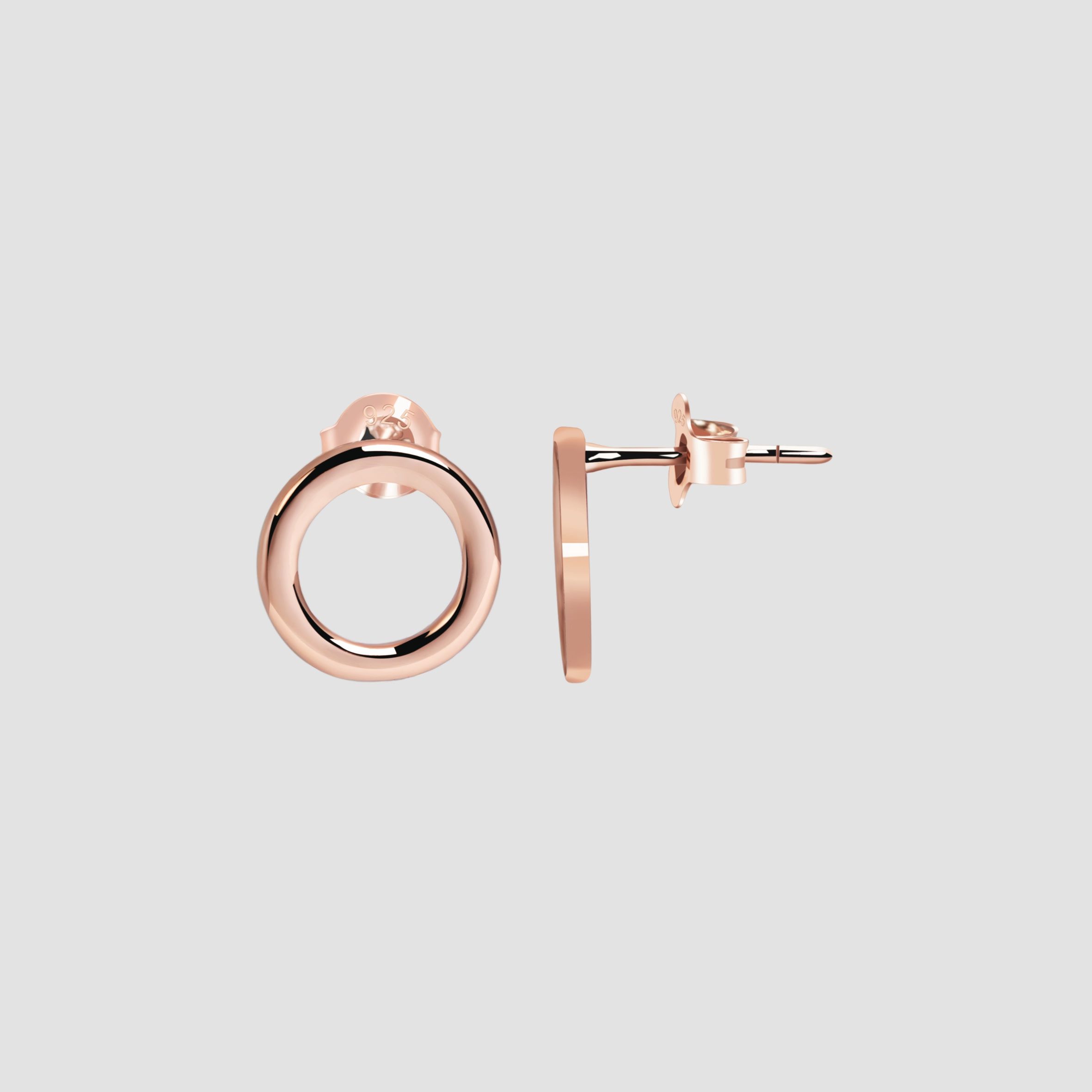"Charlotte" 925/- Echt Silber Ohrstecker - Runde, offene Form Ø 11mm, rosévergoldet