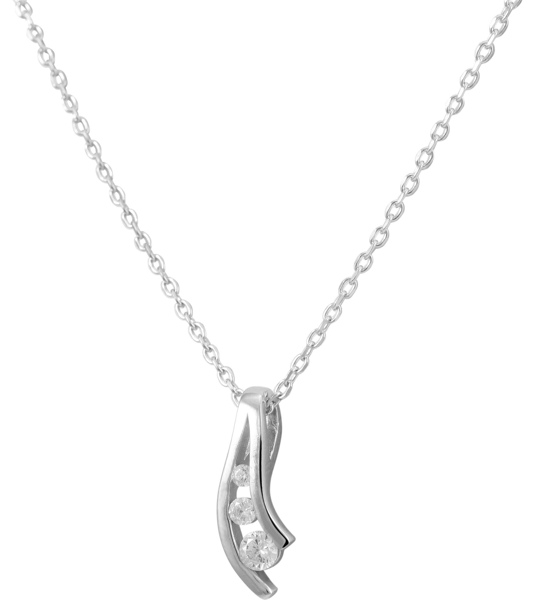 925/- Echt Silber Anhänger ohne Kette "Nialla", Zirkoniabesatz in Zargenfassung, 925/rhodiniert