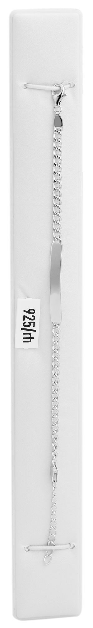 925/- Echt Silber Armband "Nidal" mit gravurfähiger Identplatte, 925/ rhodiniert, 14+3 cm