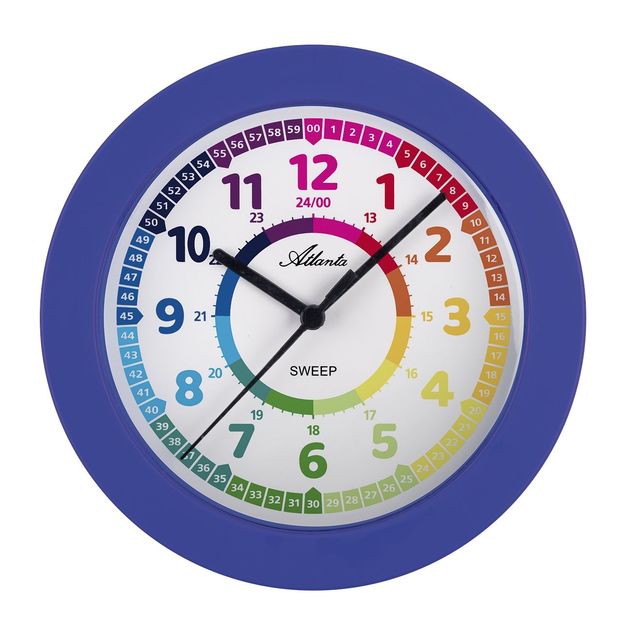 Atlanta Wanduhr für Kinder, blau, Ø 22 cm