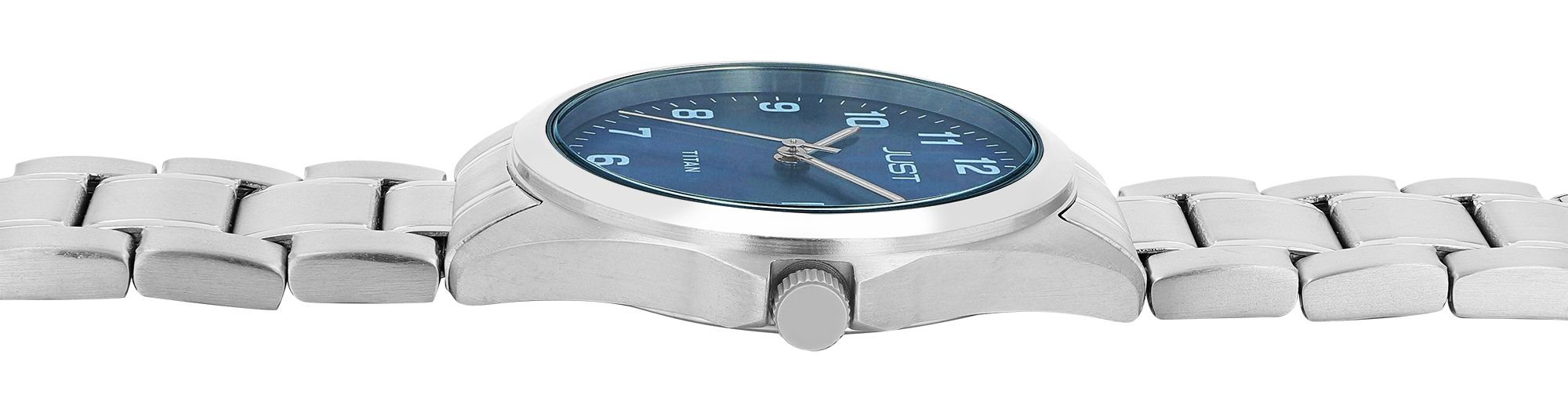 JUST "Kaius" Herren Titanuhr mit Titanband,10 ATM, blaues ZB