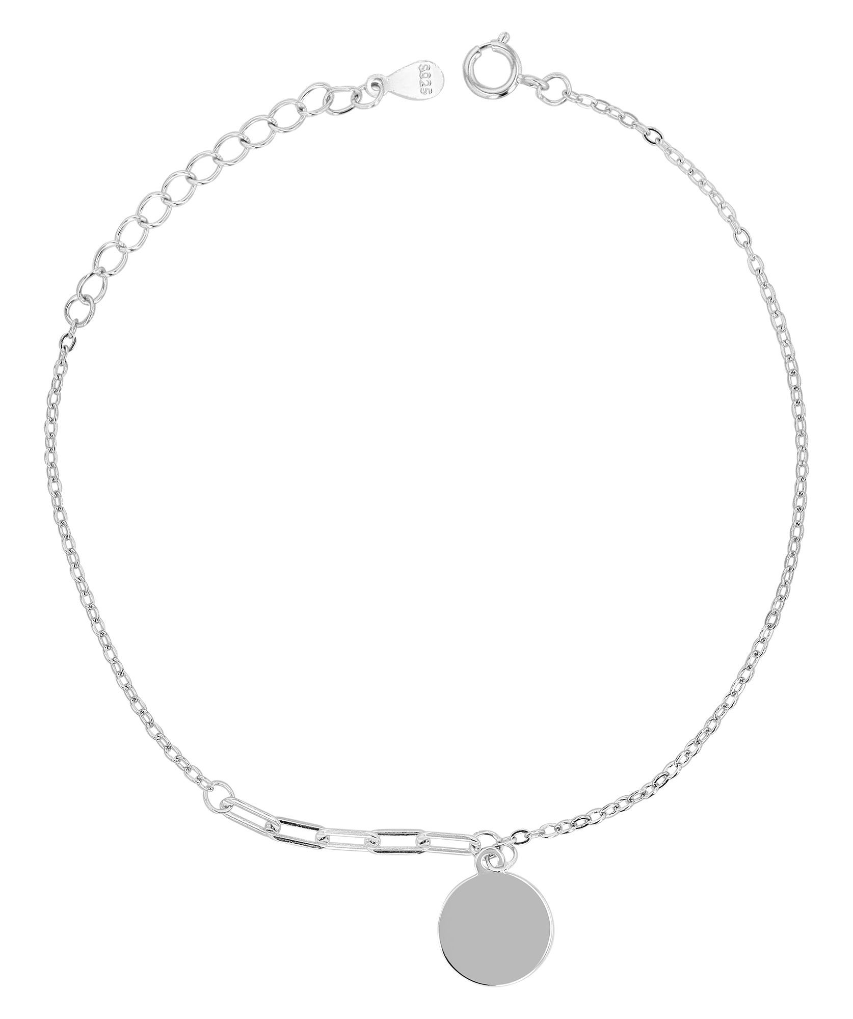 "Nila" 925/- Echt Silber Armband, rhodiniert, Gravuranhänger