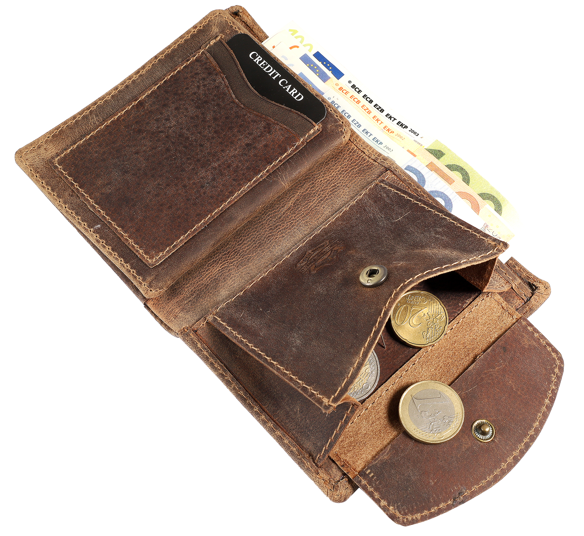 Leonardo Verrelli, Herren Echtleder Geldbörse, vintage, RFID, hoch, braun