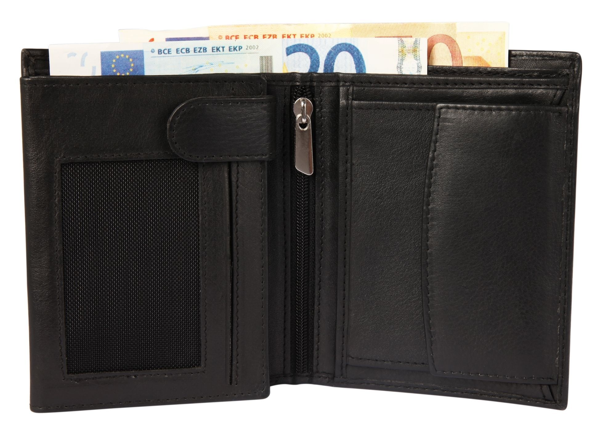 Echt Leder Geldbörse in schwarz