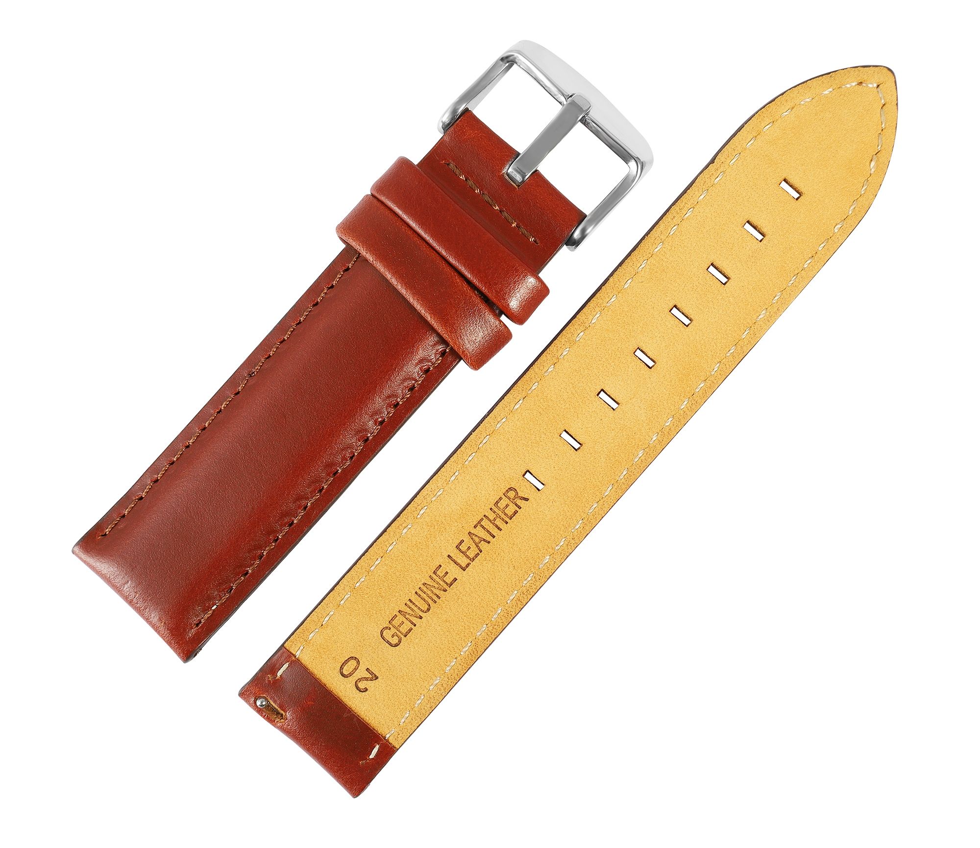 Echtleder Uhrenarmband (Quick-Release), rot-braun, 20 mm