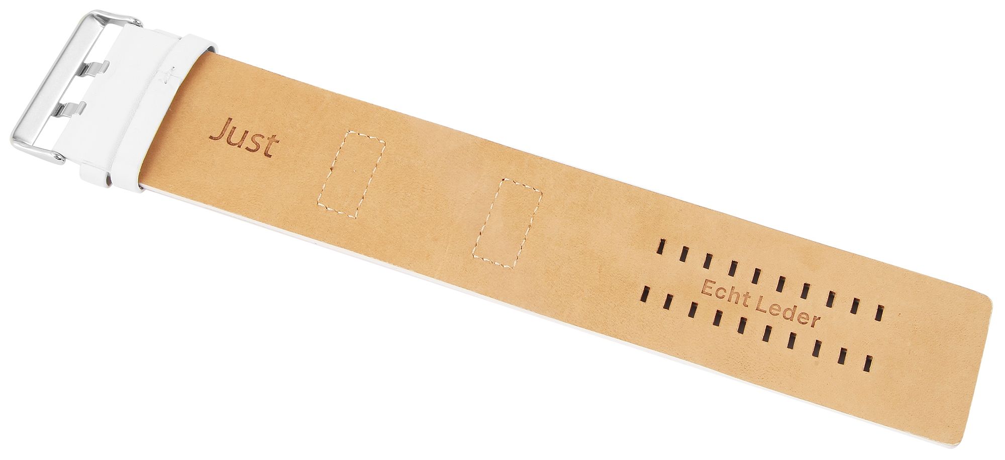Just Echtleder-Uhrenarmband mit Unterlage, weiß, 26 mm