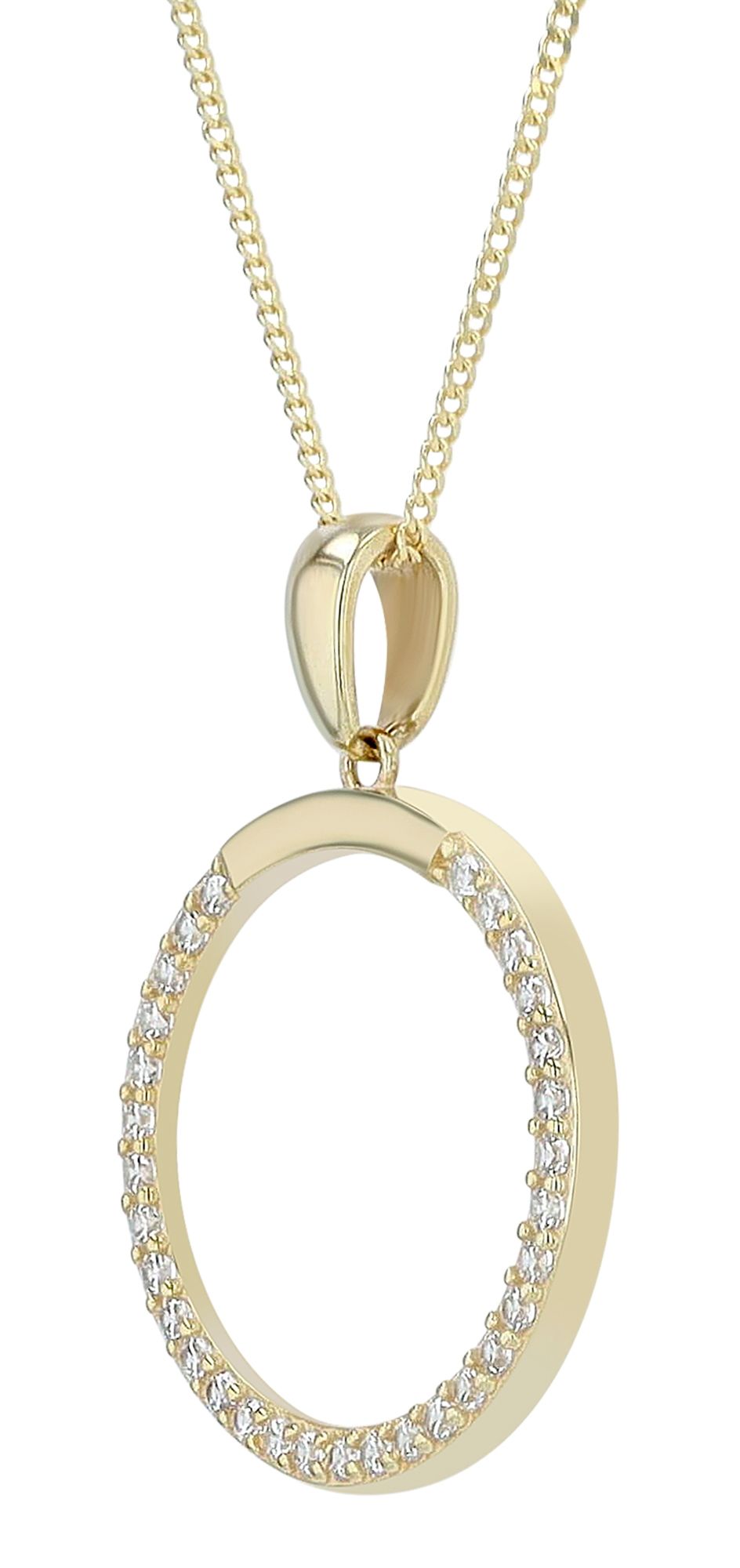 "Lupita" 925/- Echt Silber Anhänger (ohne Kette), rund, Zirkoniabesatz, vergoldet