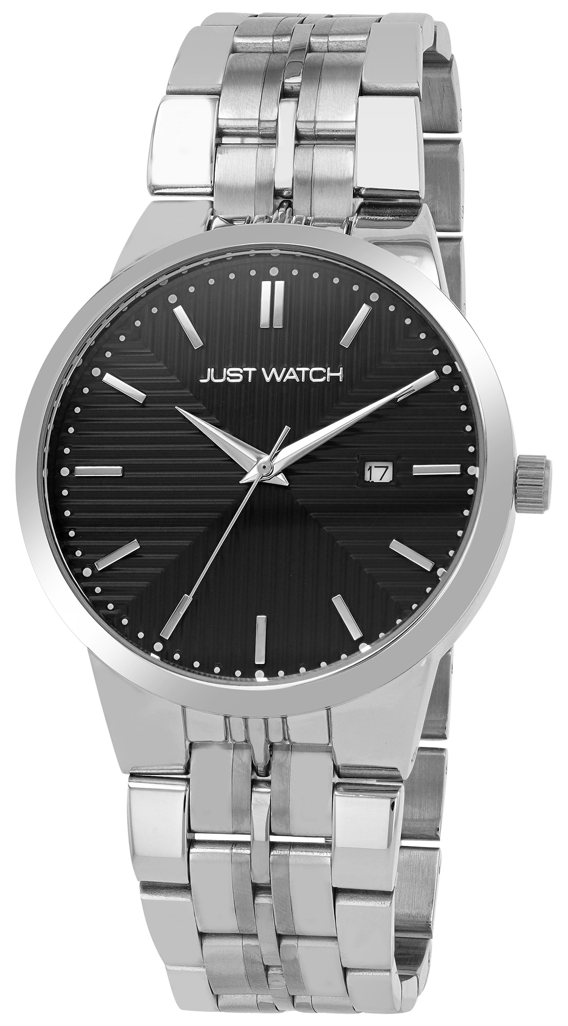 Just Watch Unisexuhr mit Edelstahlarmband, silberfarben/schwarz
