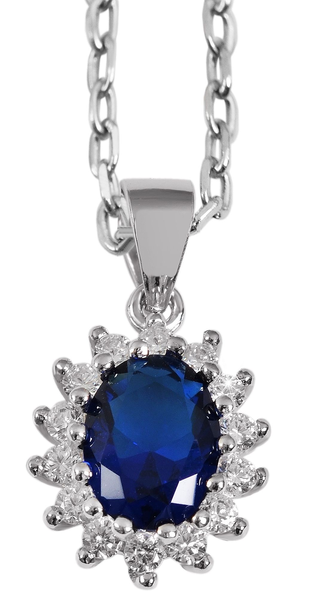"Diana", 9257- Echt silber Entourage Anhänger, Zirkonia blau/ weiß, rhodinert