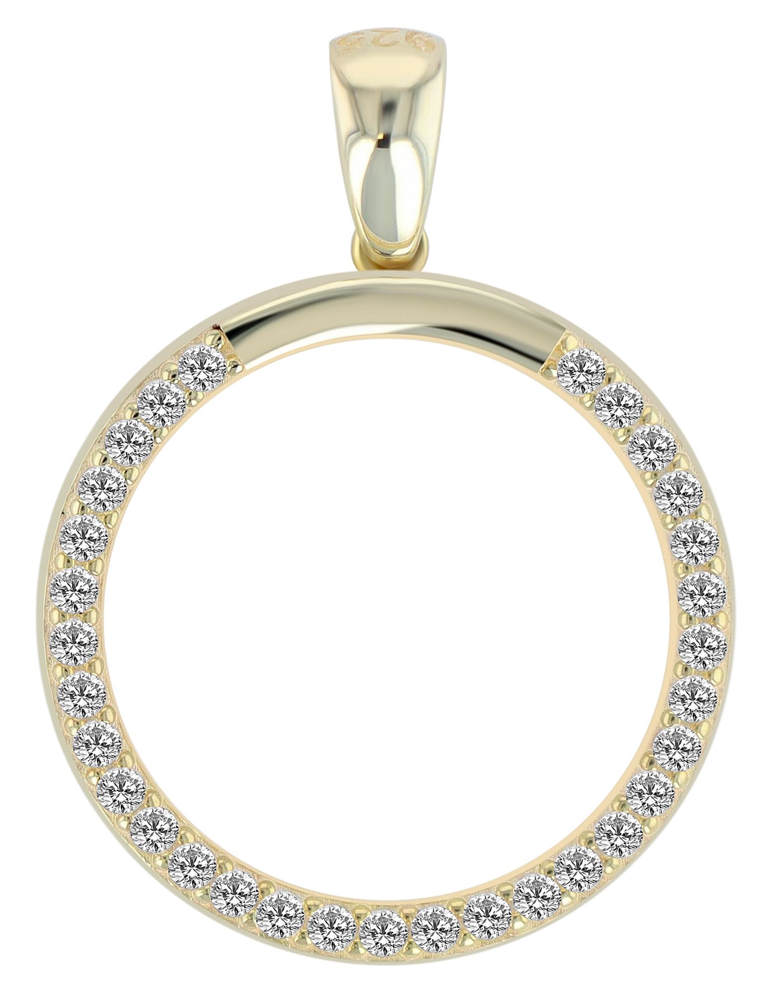 "Lupita" 925/- Echt Silber Anhänger (ohne Kette), rund, Zirkoniabesatz, vergoldet