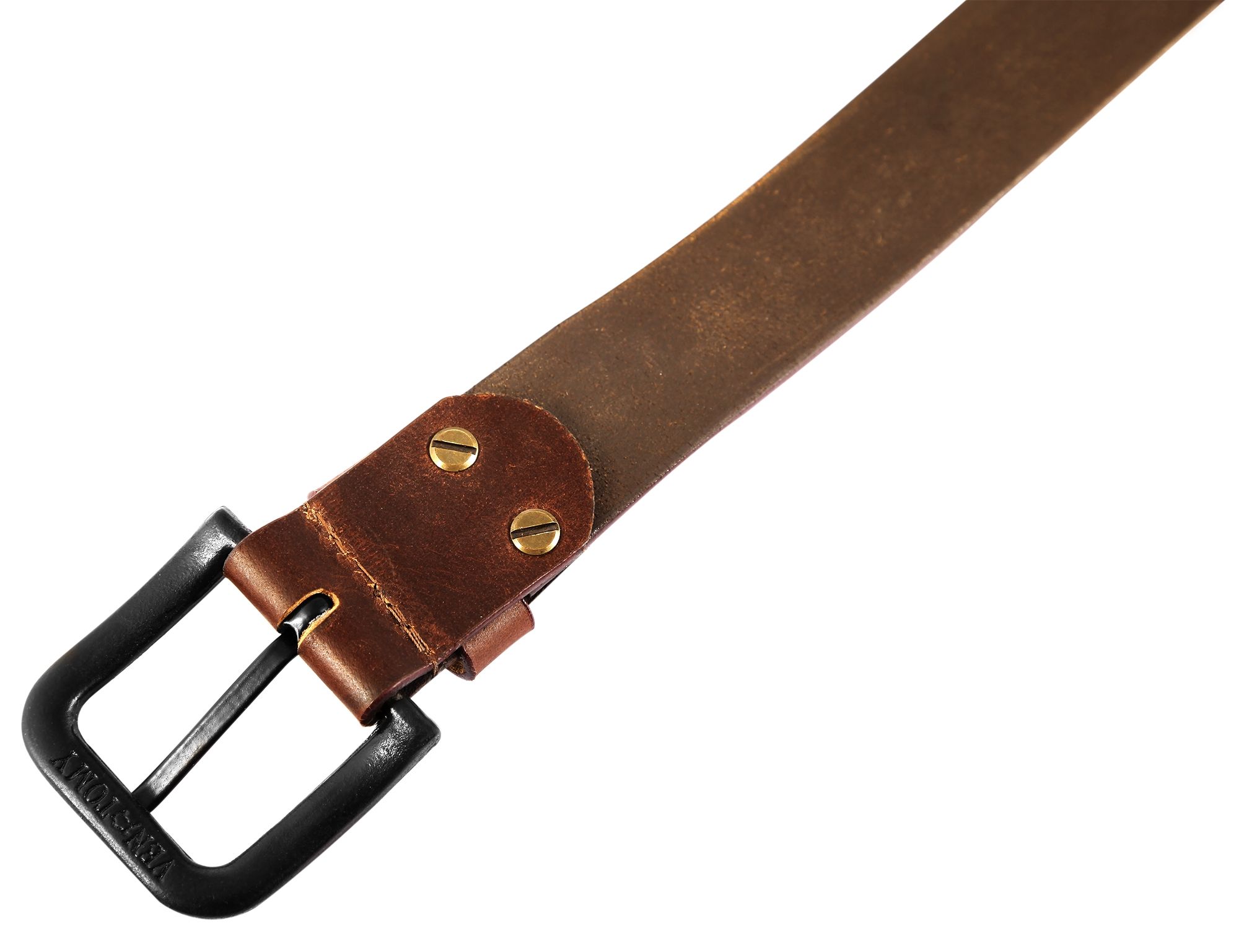 Leonardo Verrelli Echtledergürtel, Büffelleder, dunkelbraun, kürzbar, Länge 80 cm