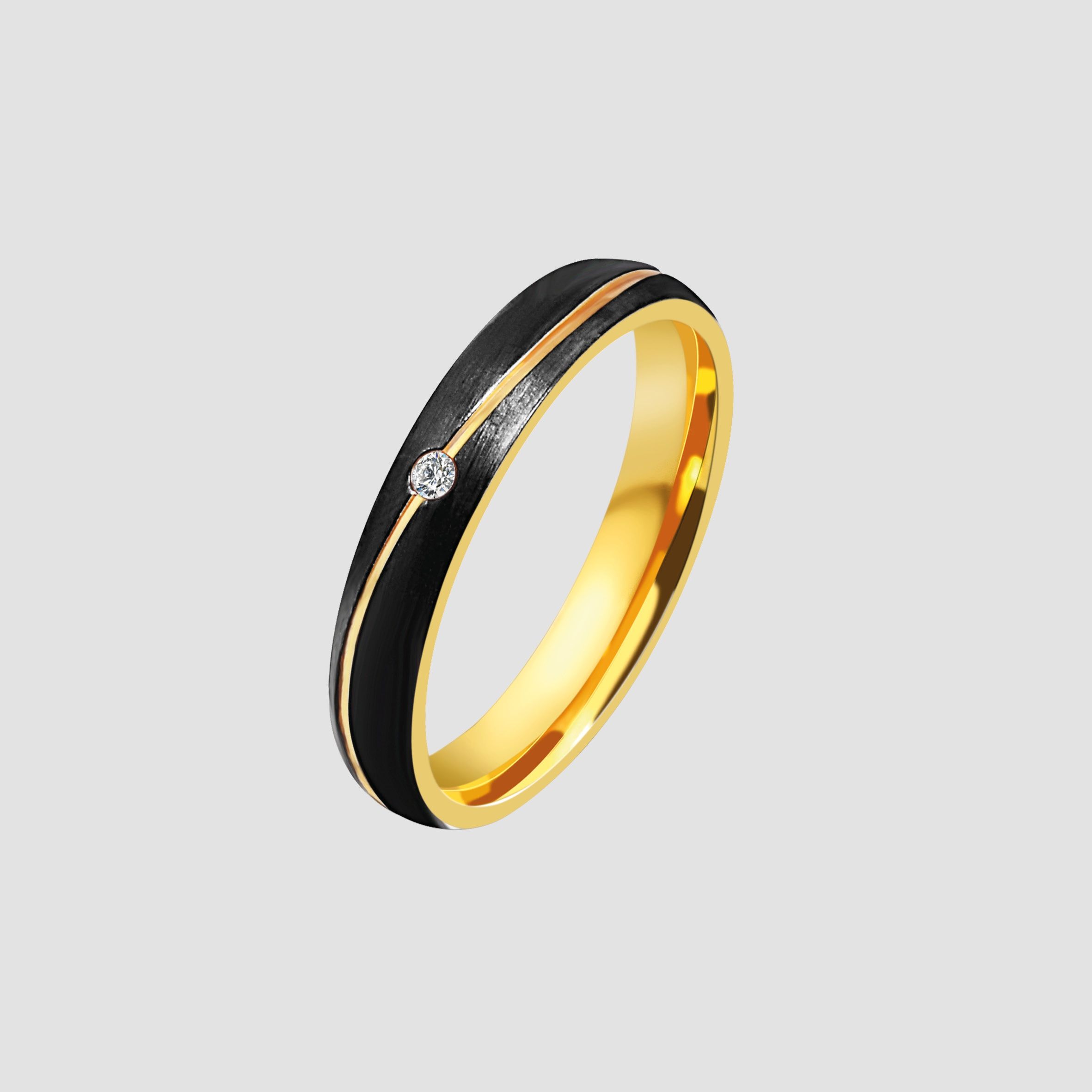 "Yara" Akzent Damen-Partnerring Gr 60, Edelstahl, bicolor (schwarz/ goldfarben)