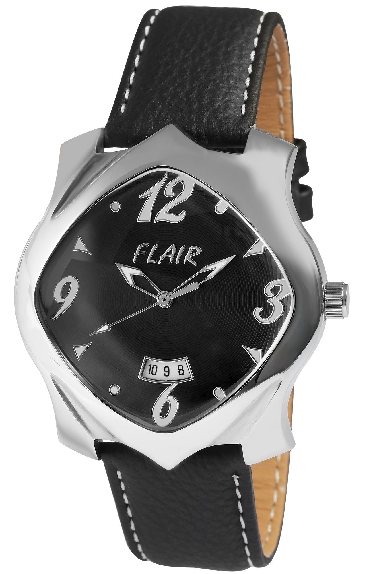 Flair Herrenuhr mit Echtlederarmband, Datumsanzeige, 5 ATM
