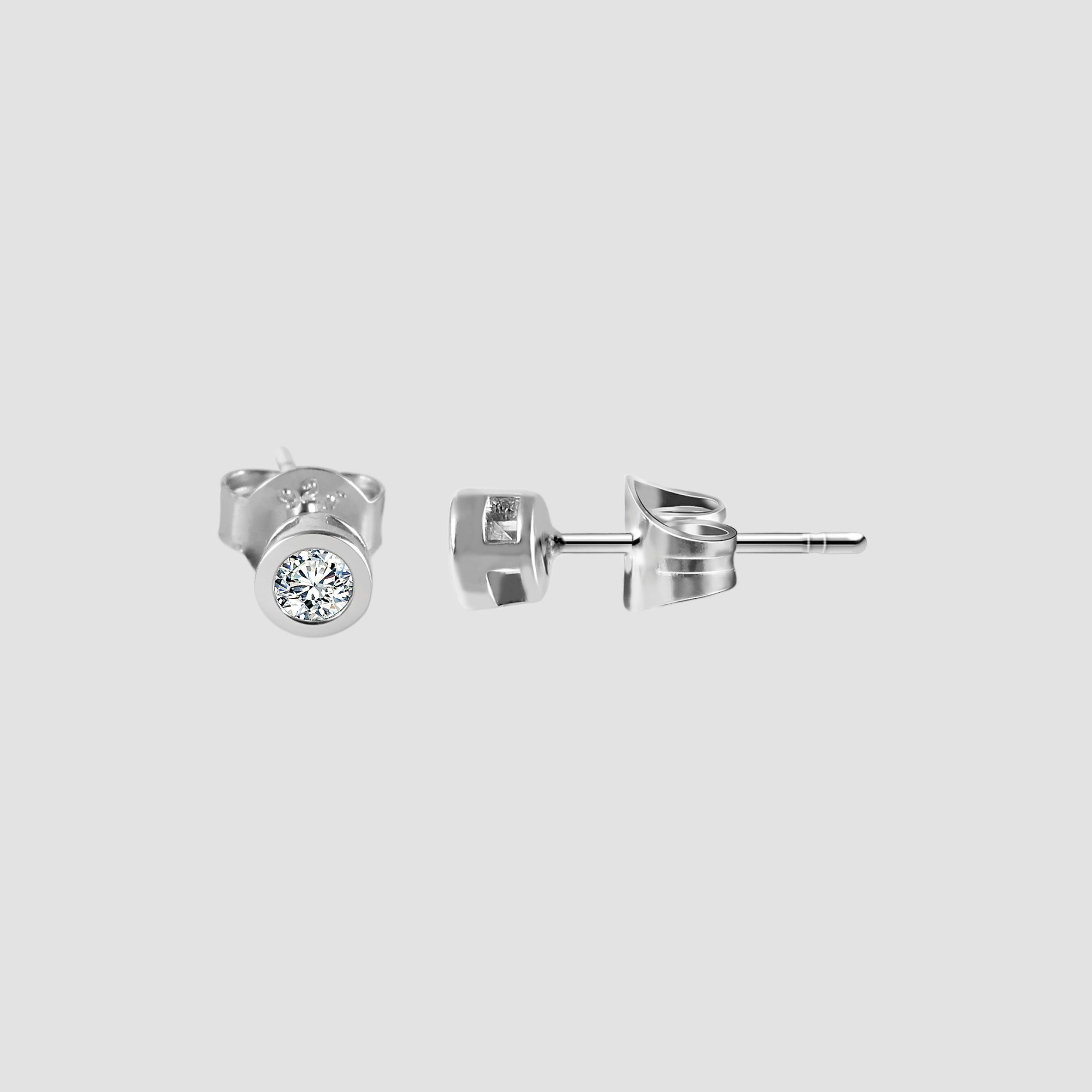 "Velia" 925/- Echt Silber Kinder-/ Ohrstecker, weißer Zirkoniastein, rhodiniert