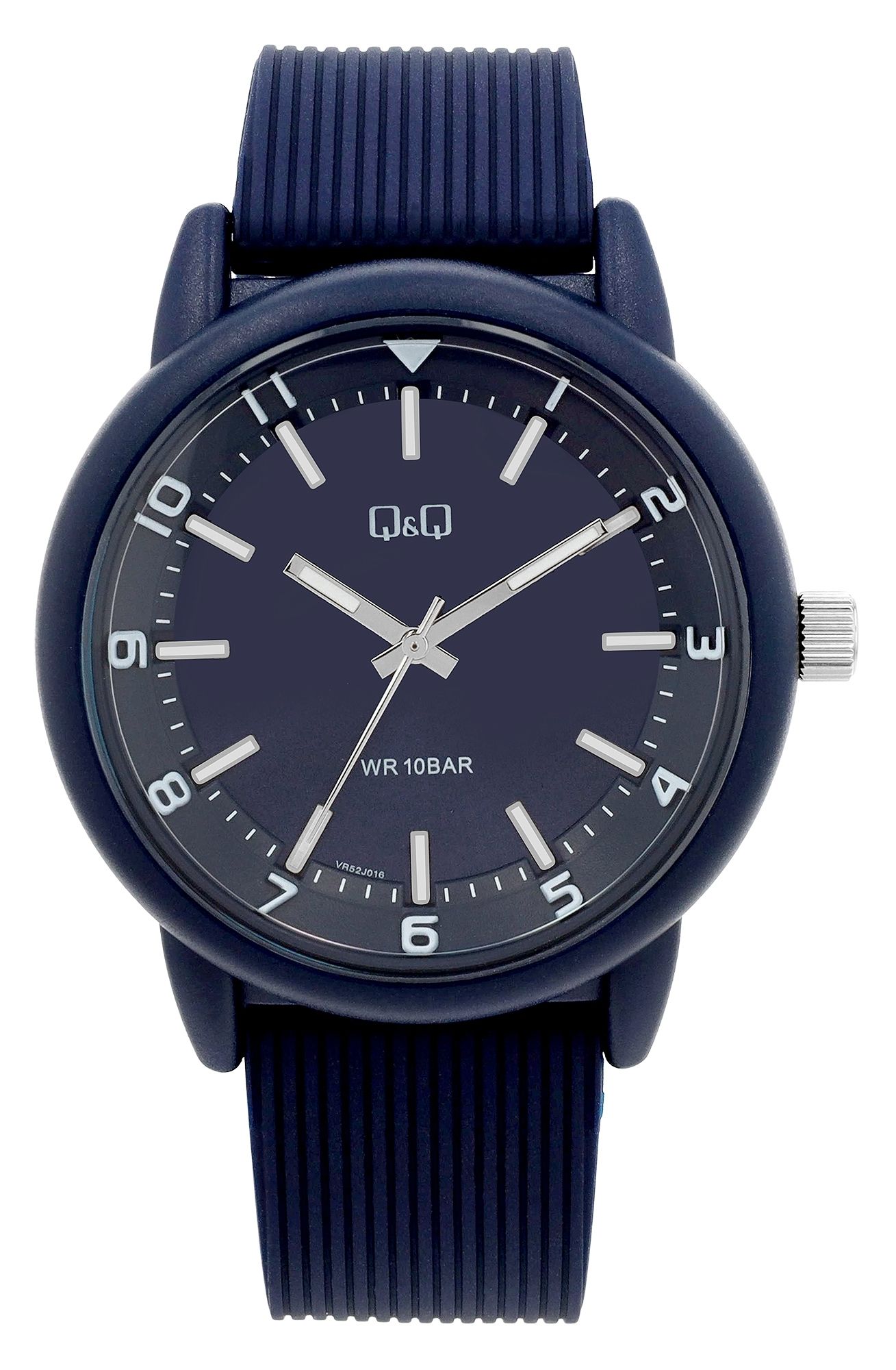 Q&Q Herrenuhr, Kunststoff, Silikonarmband, blau, 10 ATM, Ø 42 mm