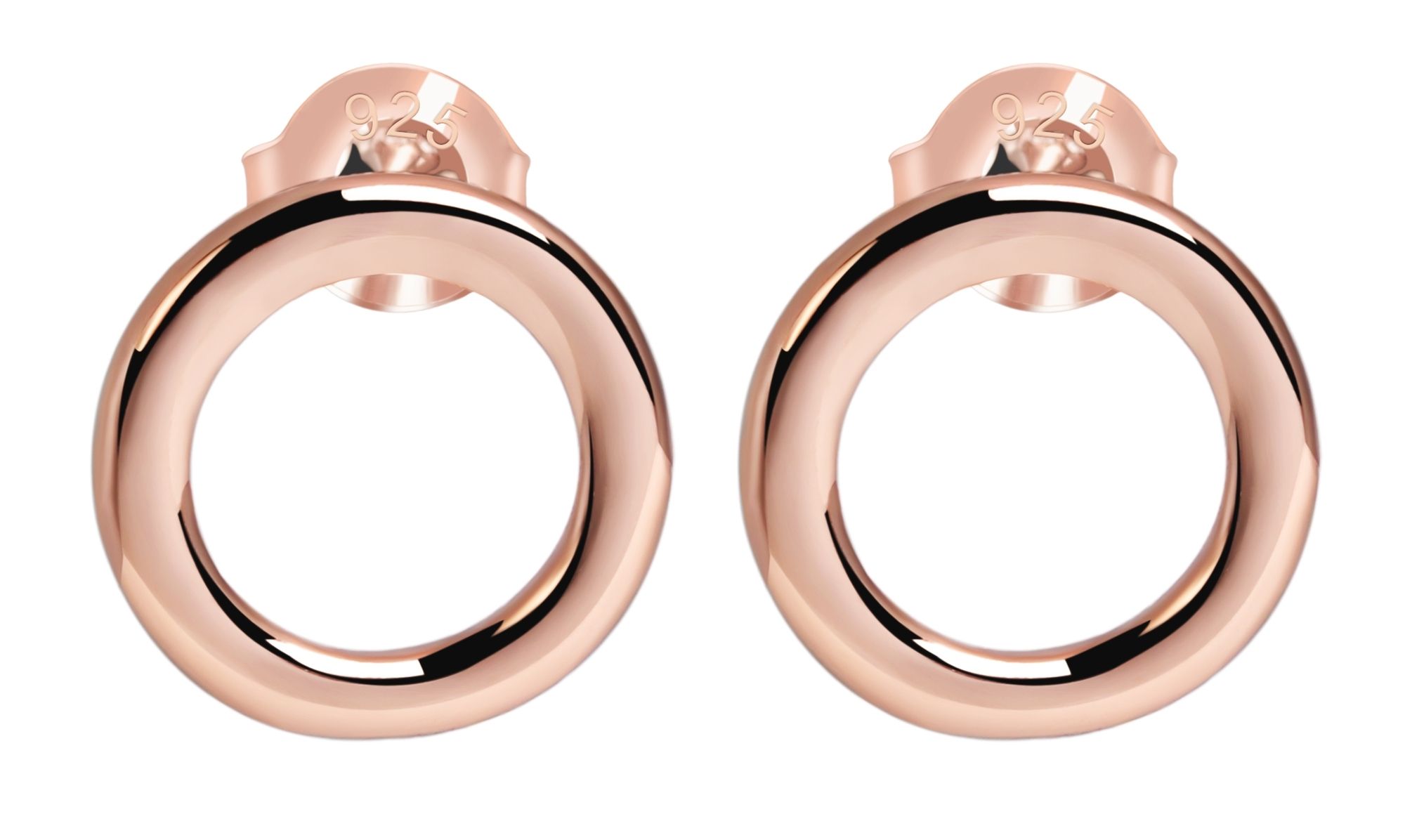 "Charlotte" 925/- Echt Silber Ohrstecker - Runde, offene Form Ø 11mm, rosévergoldet