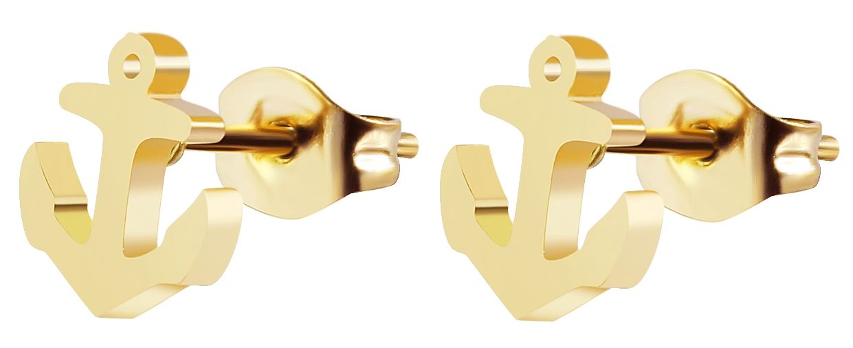 "Piret" Edelstahl Ohrstecker - Anker, goldfarben