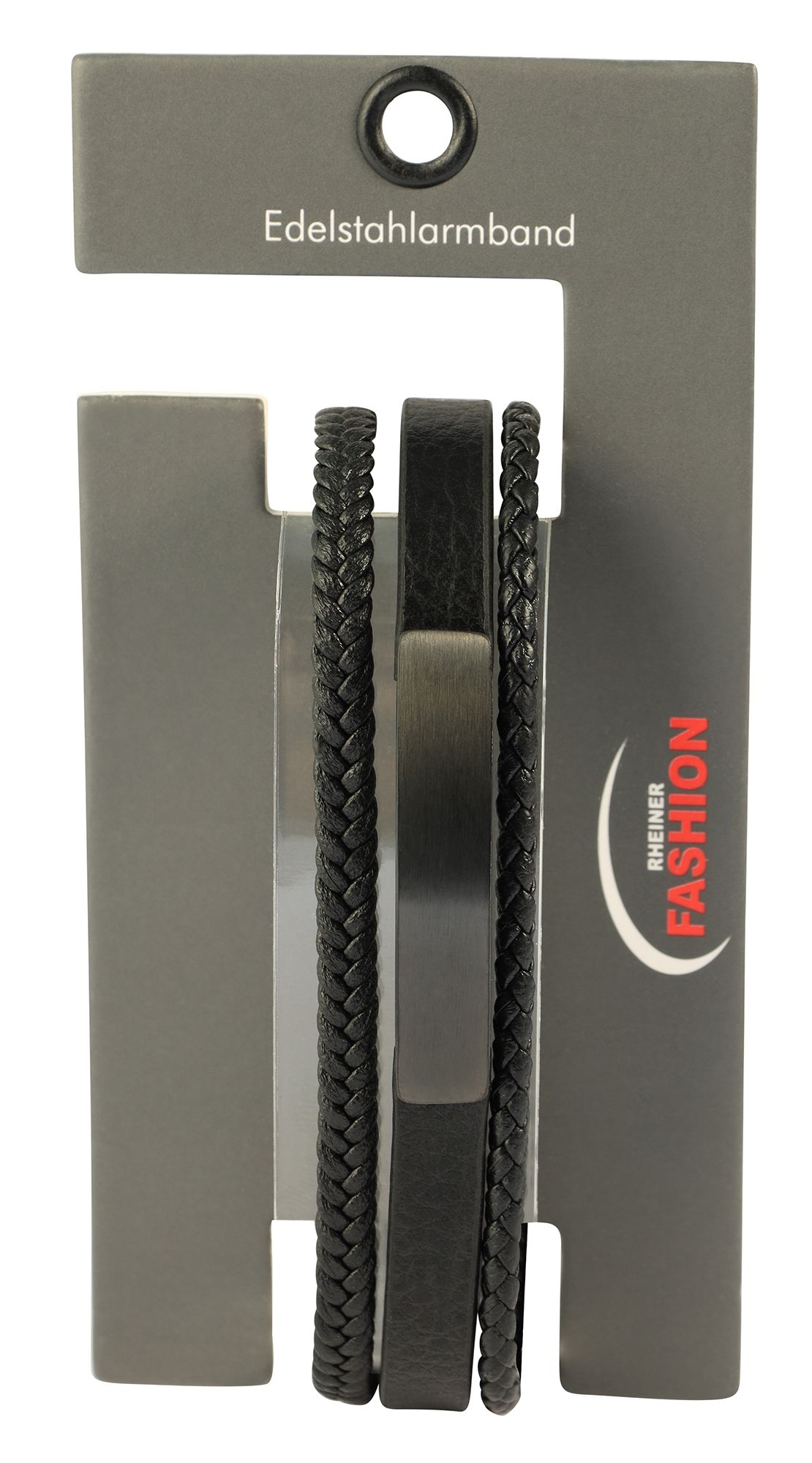 "Romeo" Armband aus Lederimitat mit Edelstahlelementen, 21cm