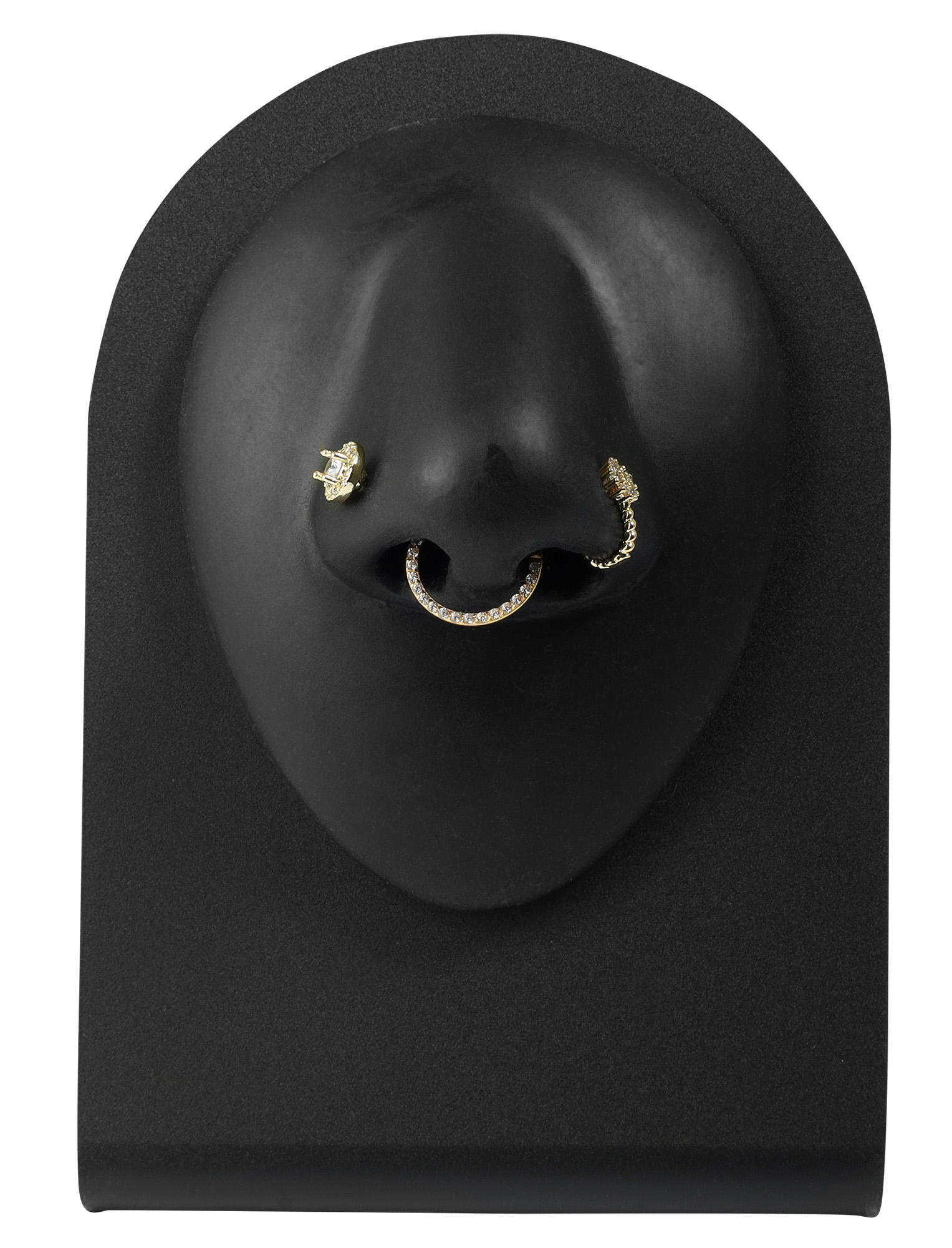 Aufsteller für Piercings, Kunststoff/Silikon, schwarz