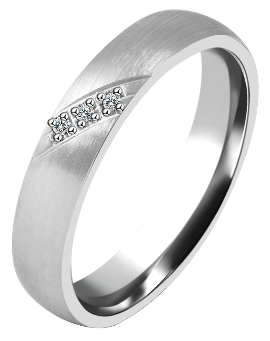 925/- Echt Silber Partnerring "Jolien" für Damen, Zirkoniabesatz, rhodiniert, Gr. 52