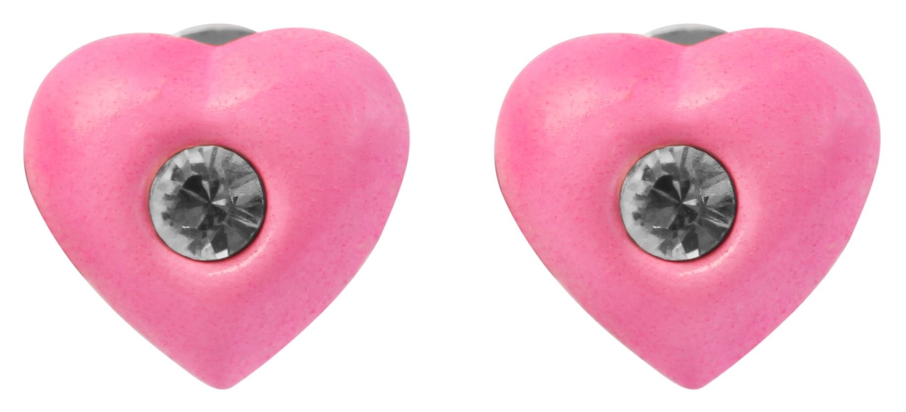 925/- Echt Silber Kinder Ohrstecker "Amanda", Herz mit Similistein, neonpink